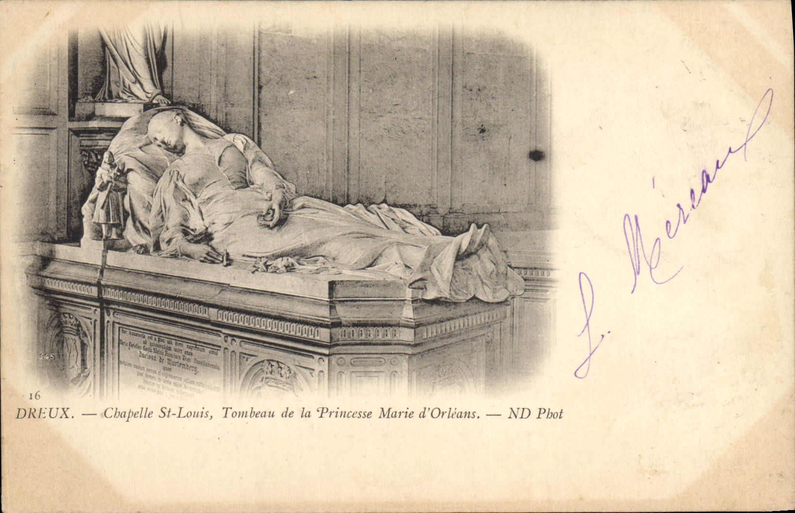 Vintage Postcard Dreux Vault St Louis Tomb of the princess Marie of Orleans