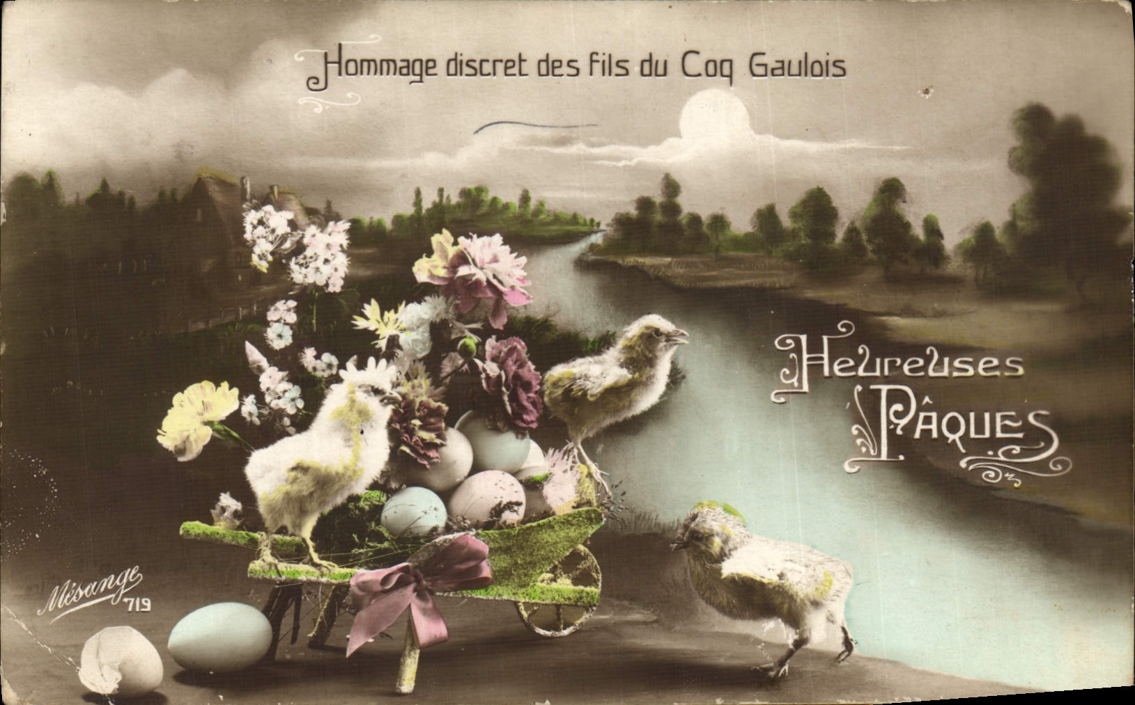CPA Oiseaux Poussins Paques