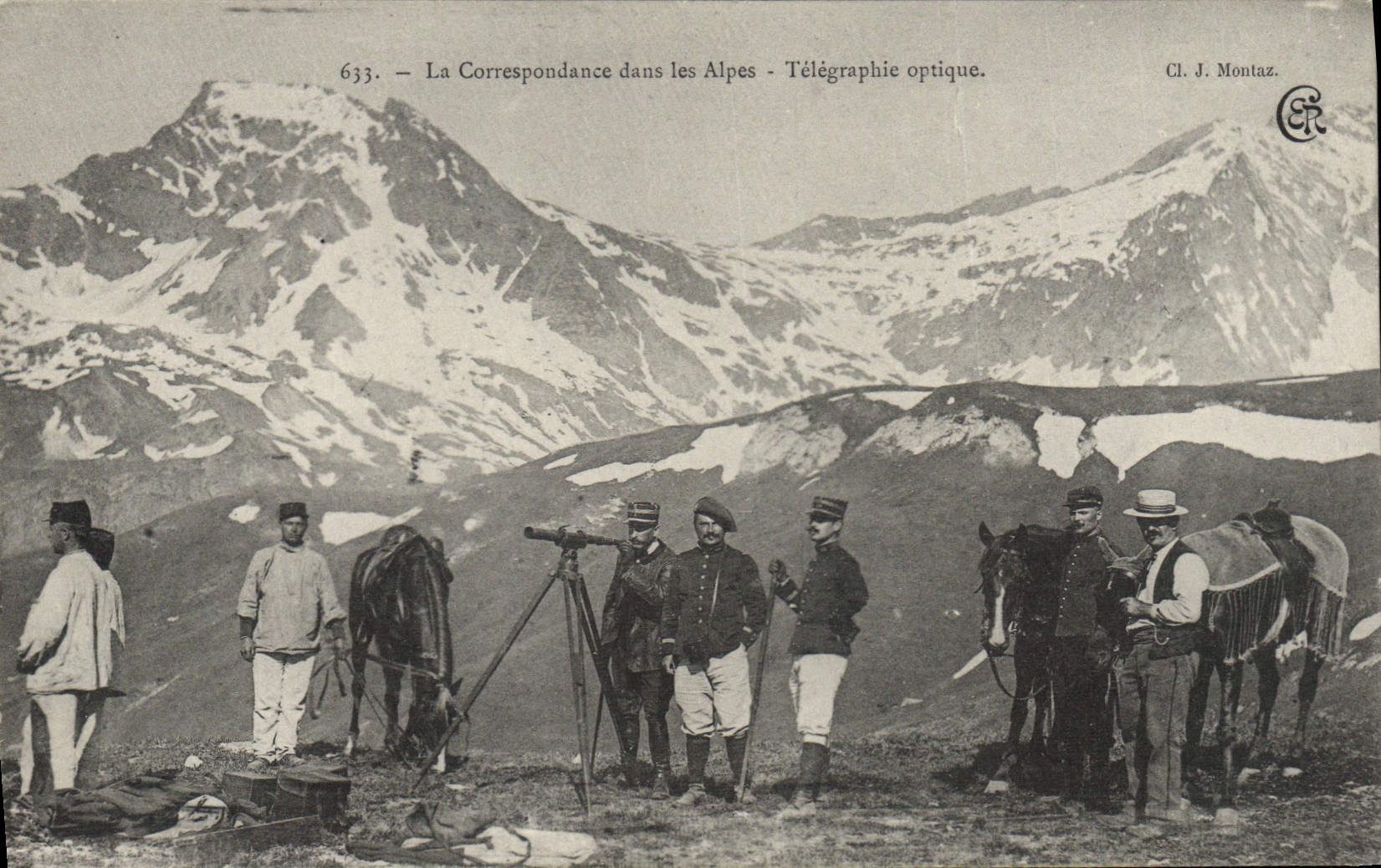 CPA Militaria Chasseurs alpins La correspondance dans les Alpes Telegraphie optique