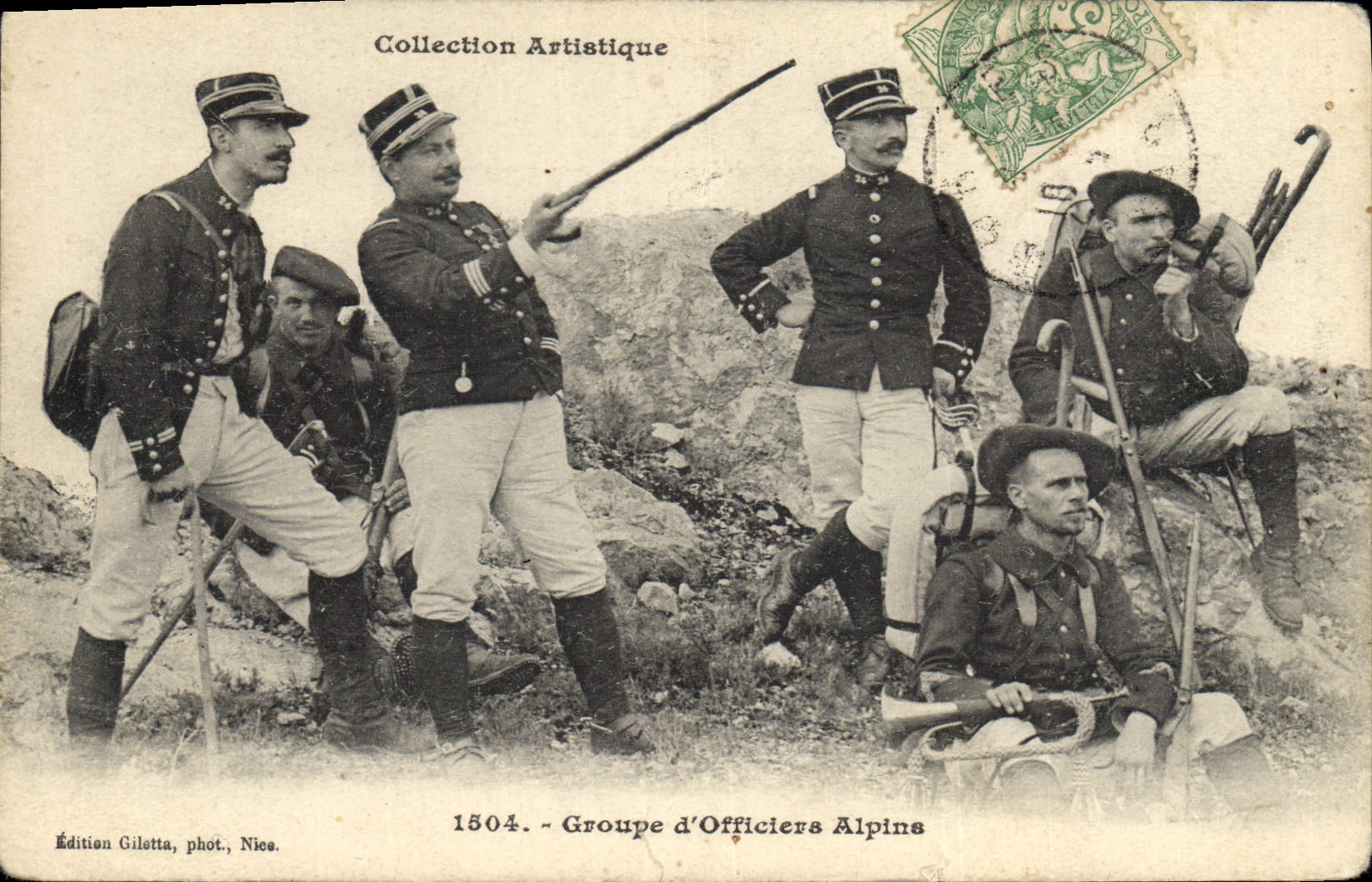 Vintage Postcard Militaria Alpine hunters Groups alpine officers