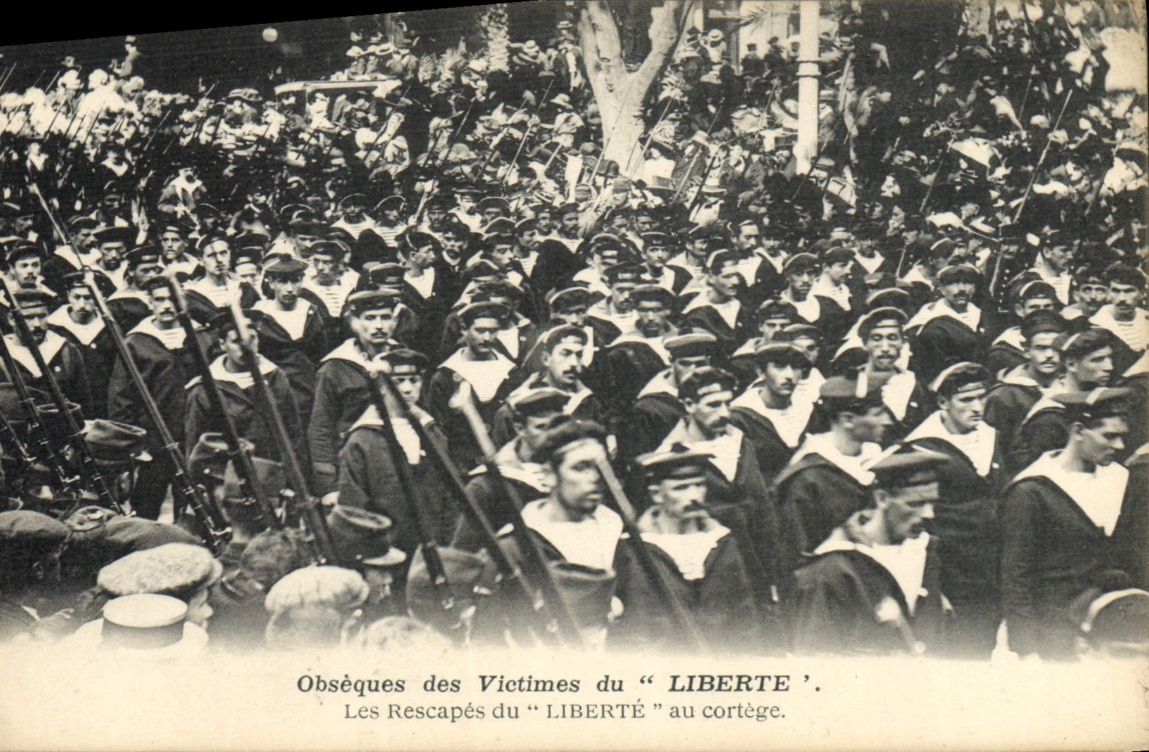 Vintage Postcard Boat Funeral of the victims of Freedom survivors of Freedom to the procession