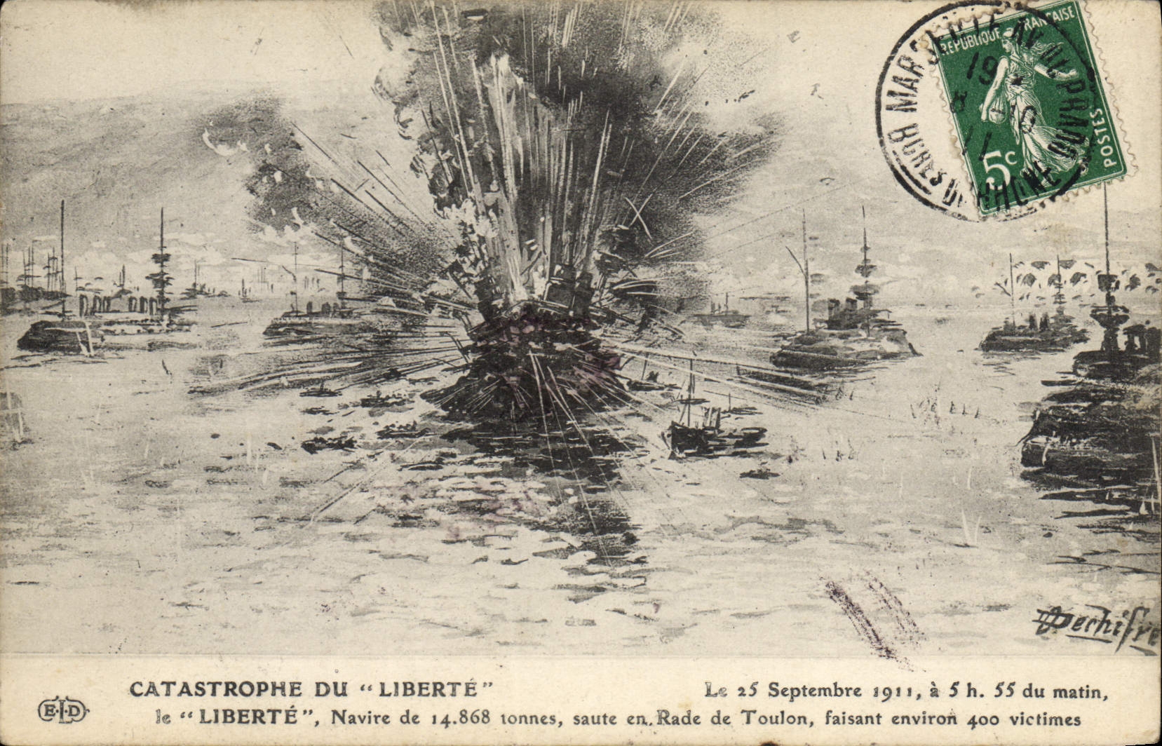 CPA Bateau Catastrophe du Liberte 