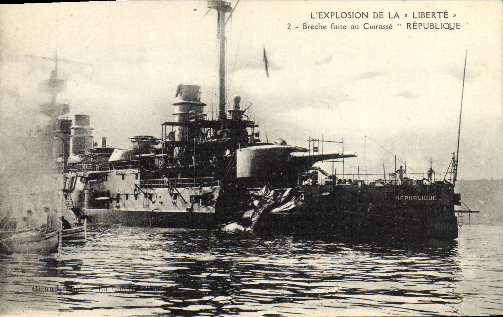 Vintage Postcard Boat the explosion of Freedom Breach made with the armor Republic