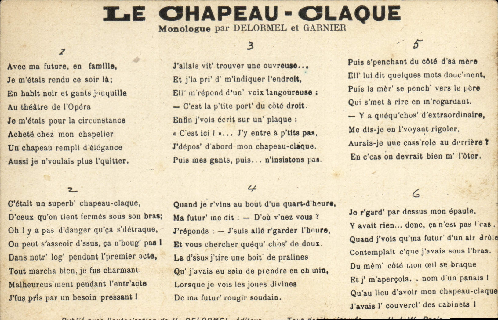 Vintage Postcard the opera hat Delormel Garnier