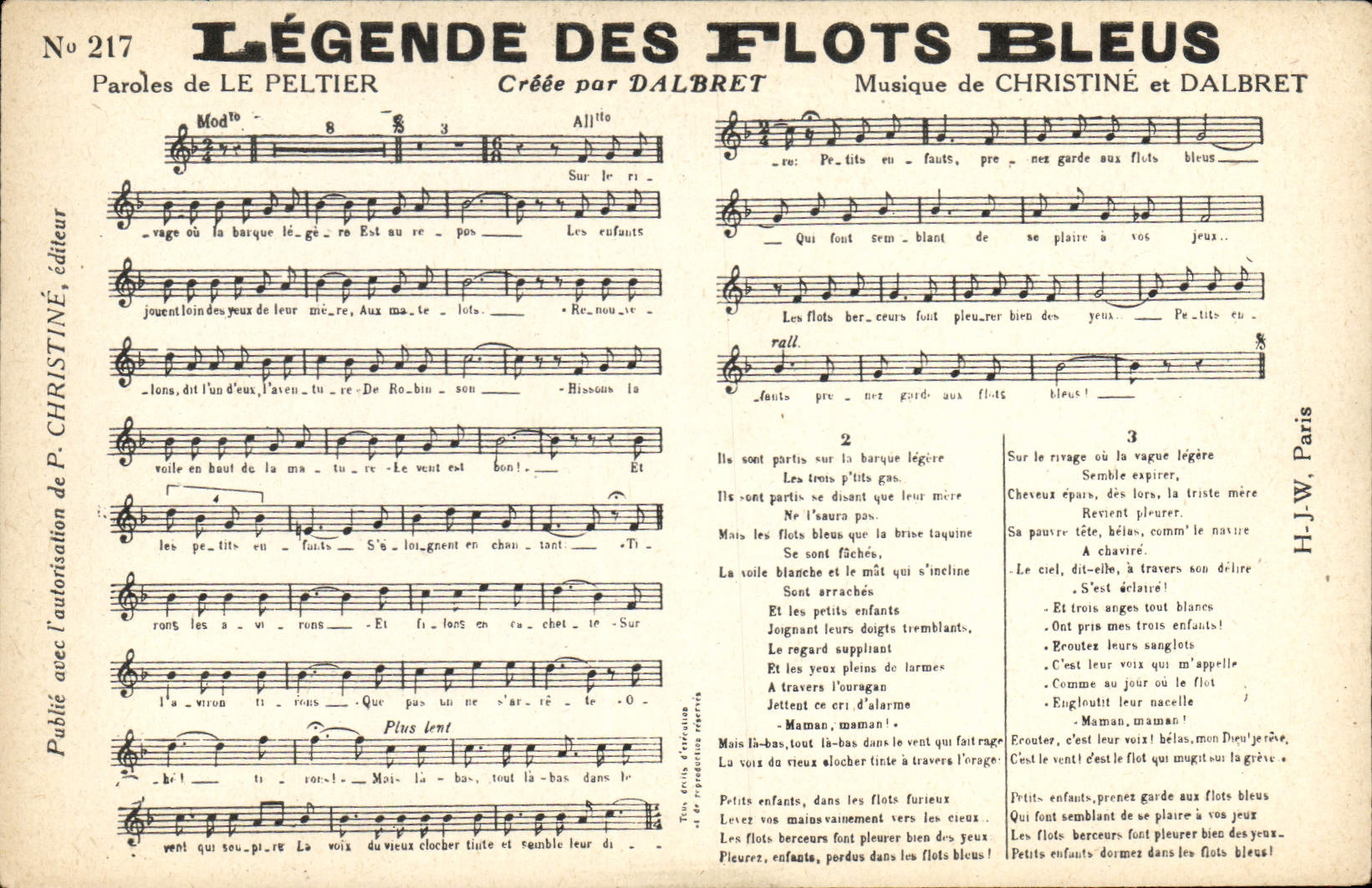 Vintage Postcard Legends of the blue floods Peltier Christine Dalbret