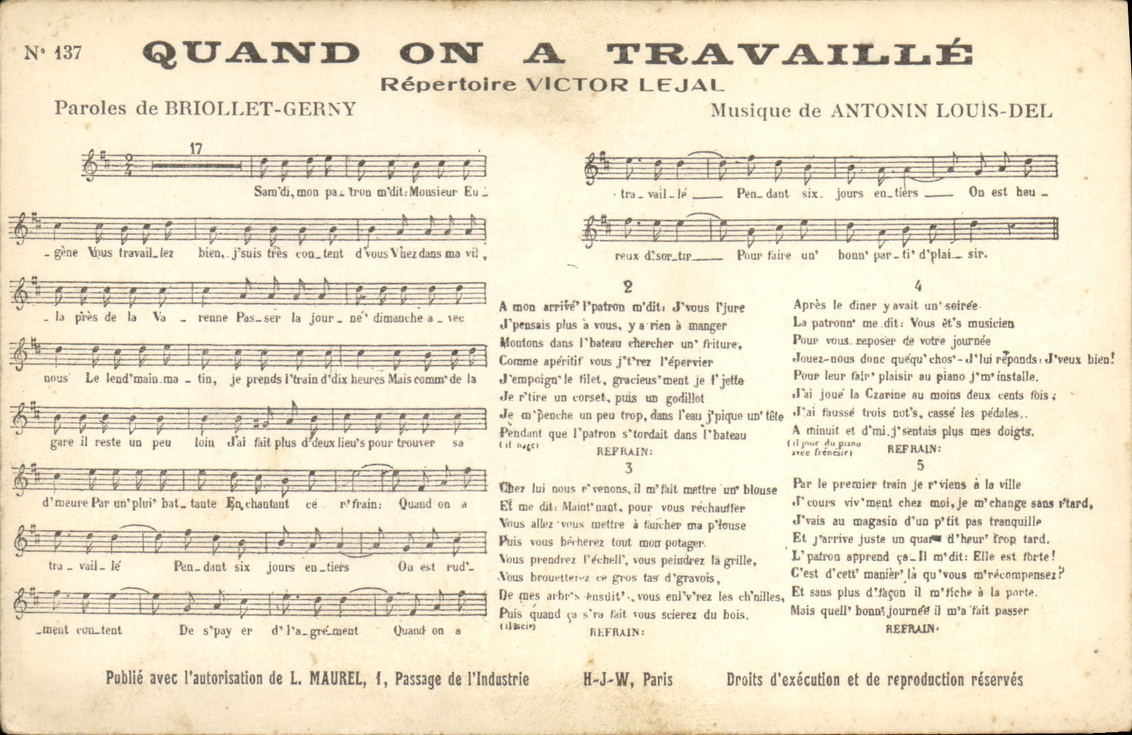 Vintage Postcard When one has works Briollet Gerny Antonin Louis-LED