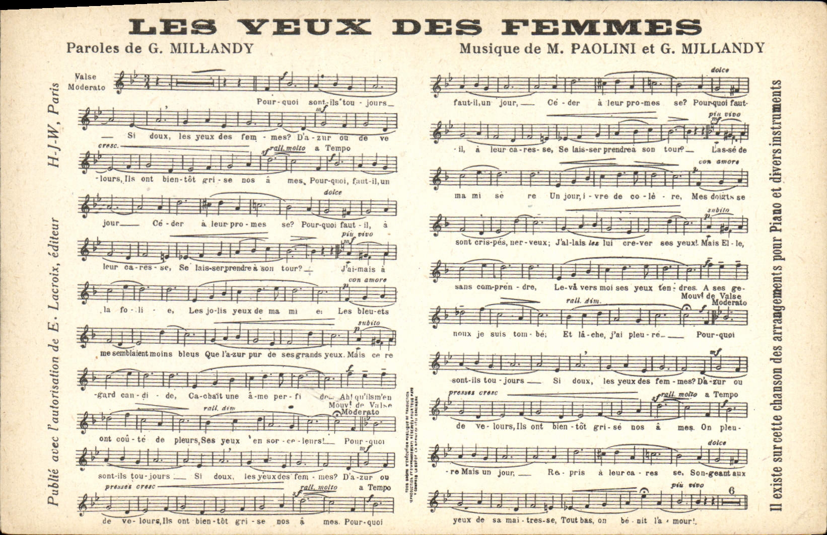 Vintage Postcard eyes of the women Millandy Paolini Millandy