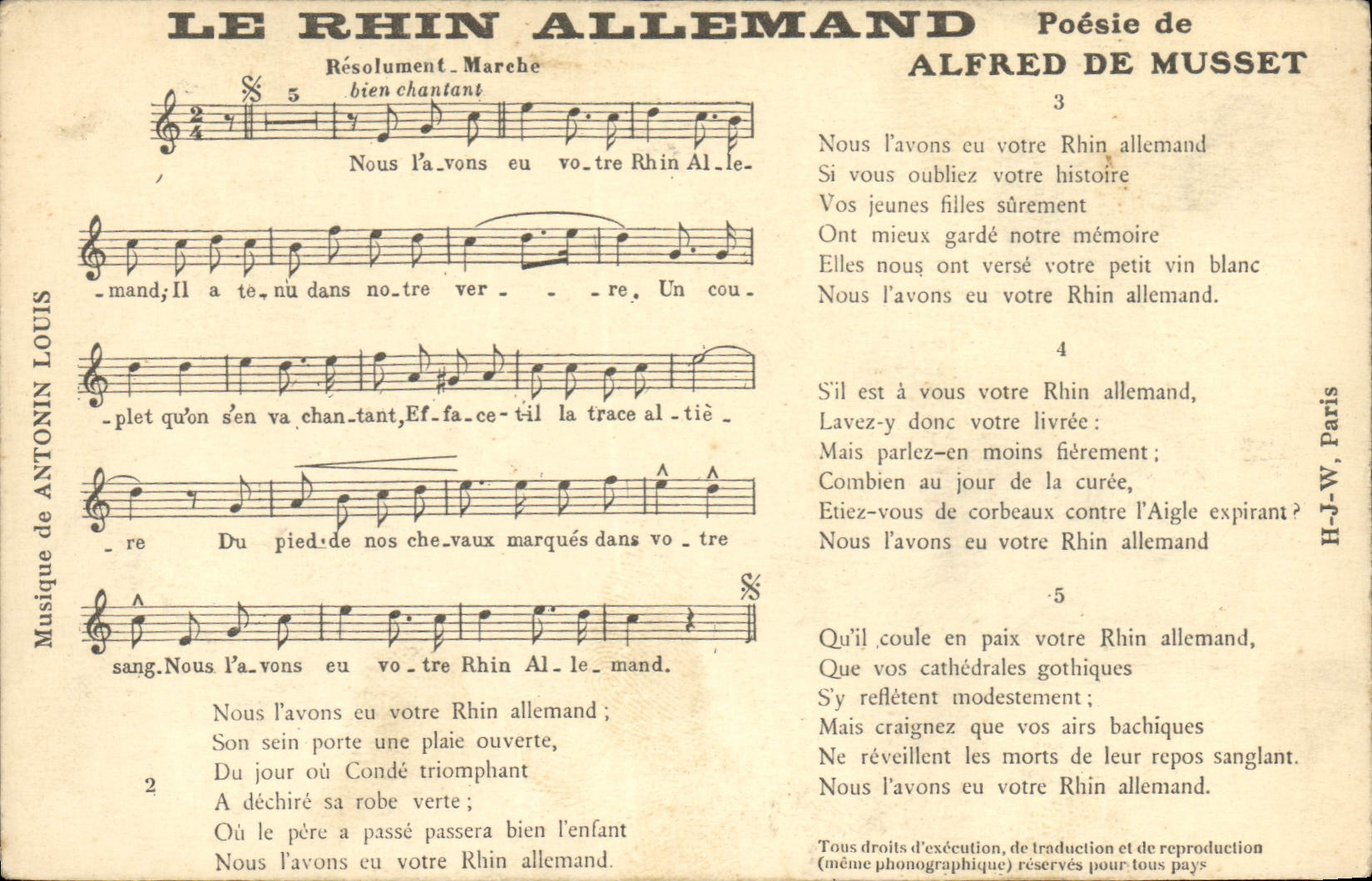 Vintage Postcard the German Rhine Alfred de Musset