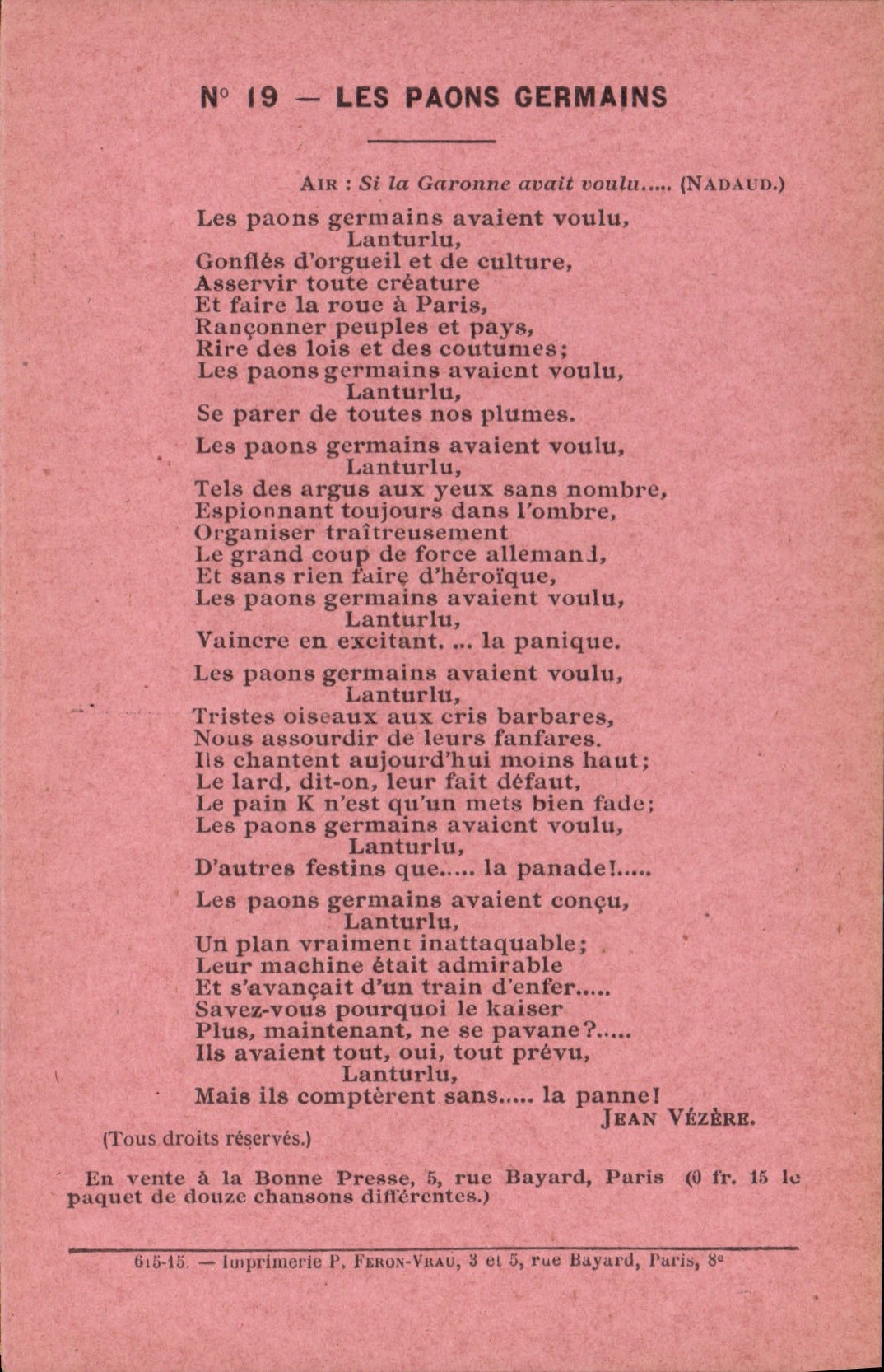 CPA Les paons Germains Jean Vezere 