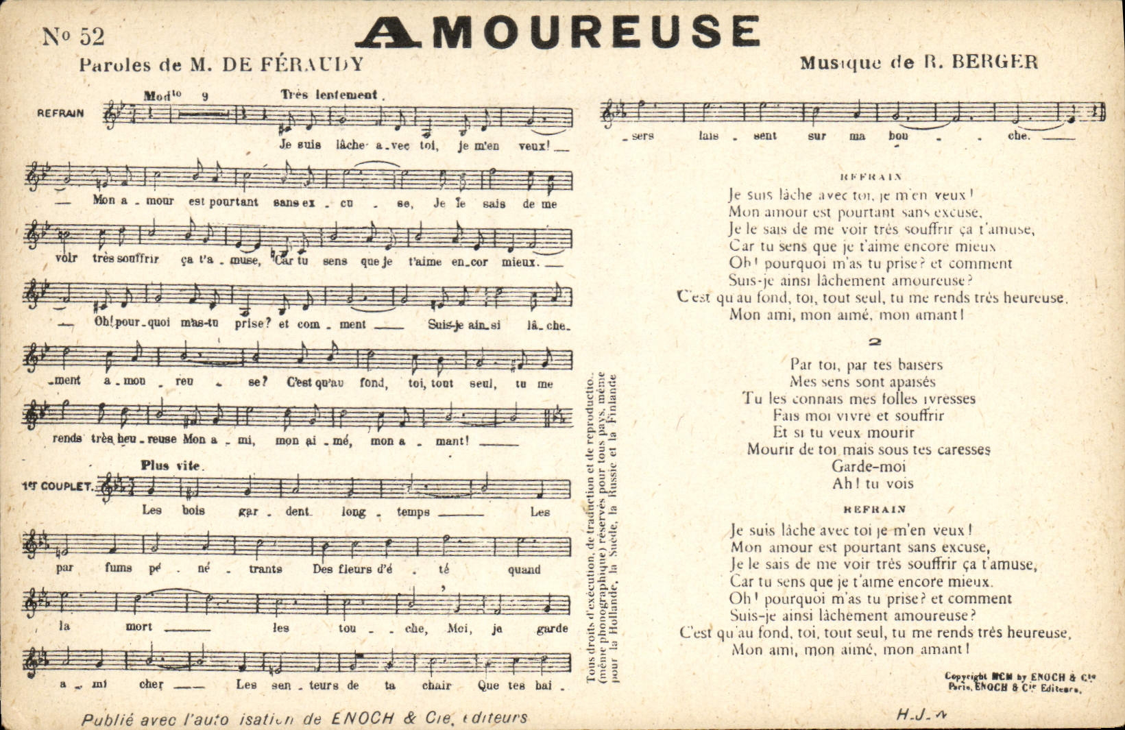 Vintage Postcard In love Bergier Feraudy