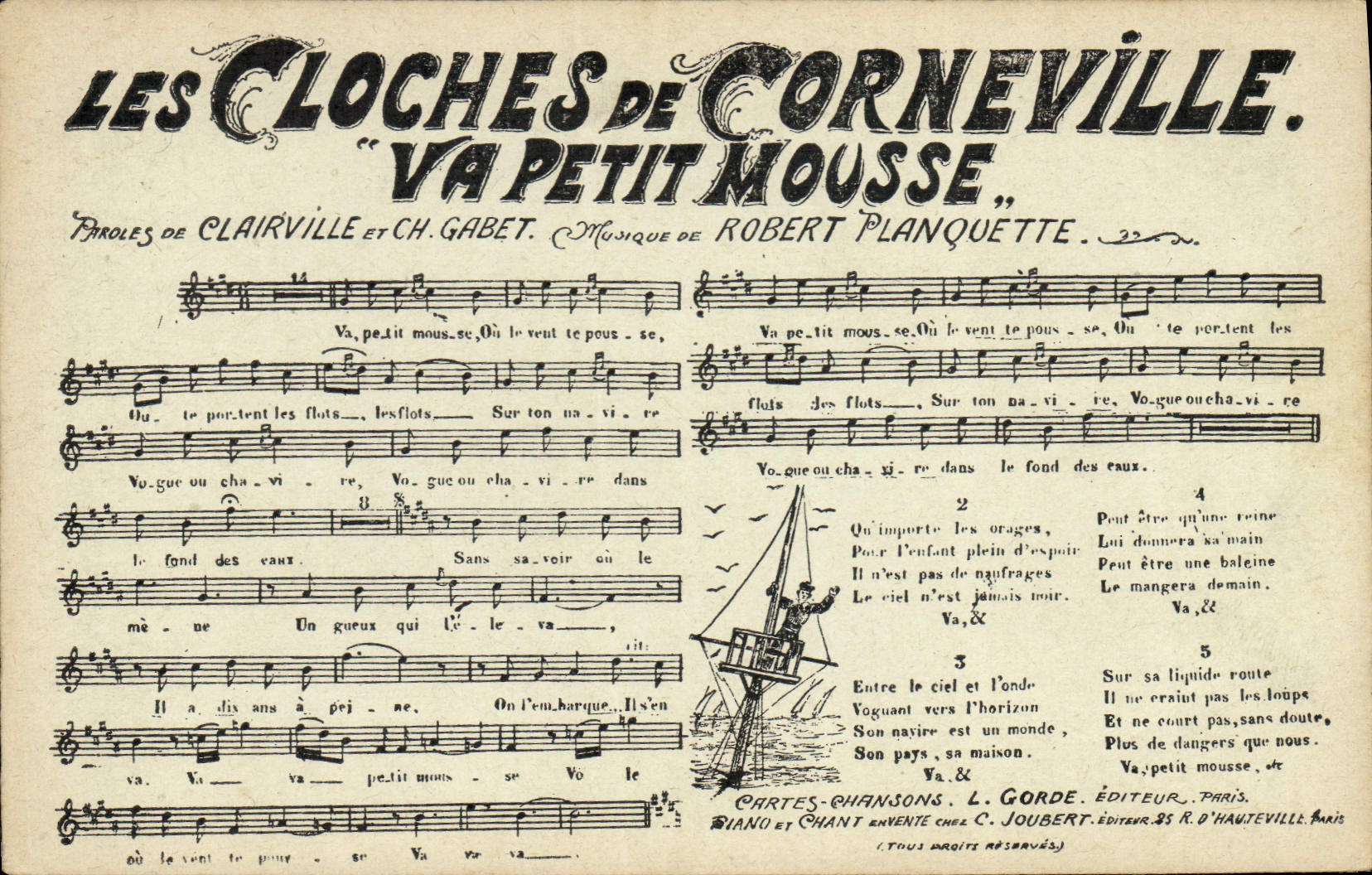 Postal las campanas de Corneville van pequeño Espuma Clairville Gabet Robert Planquette