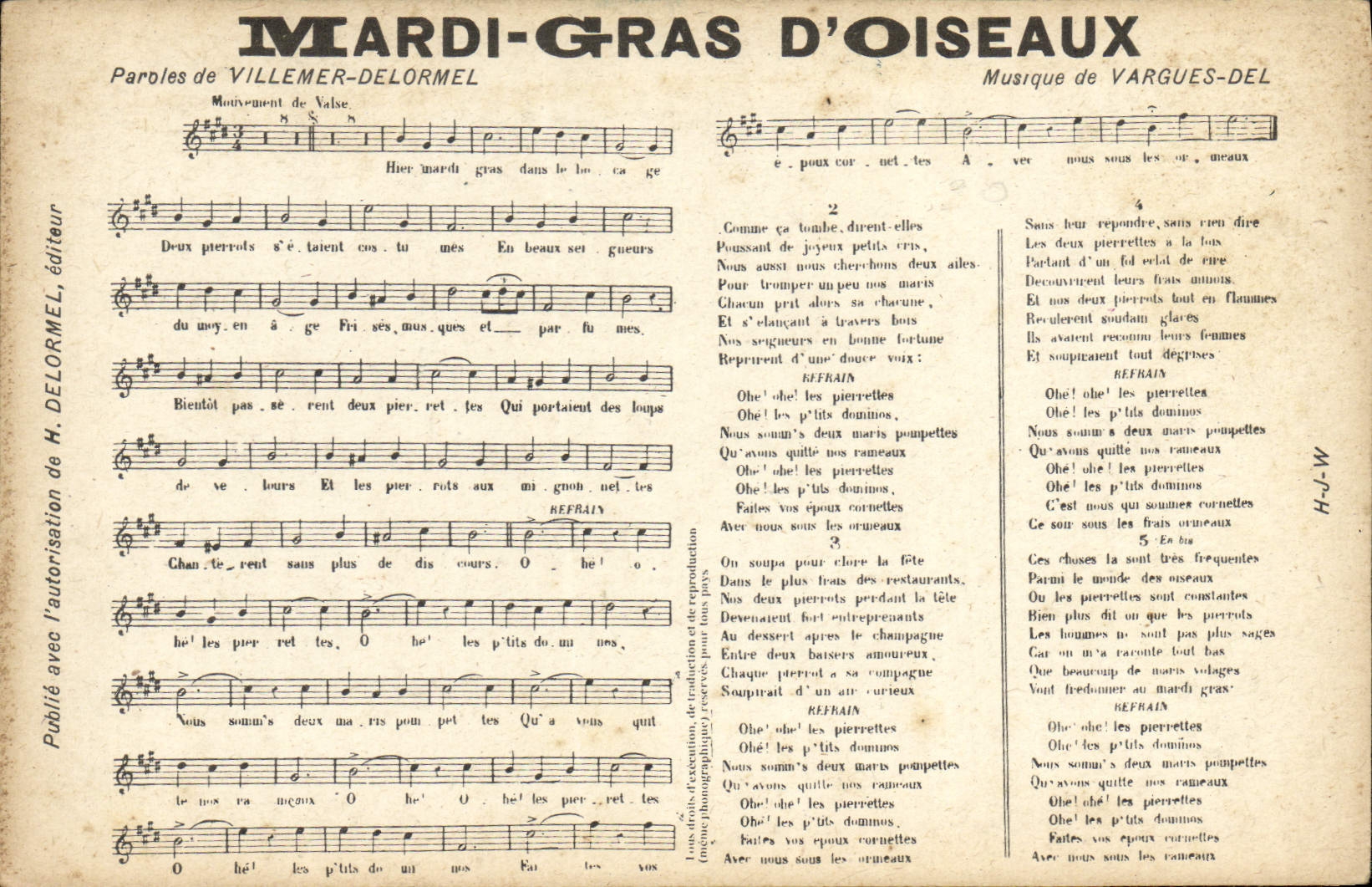 CPA Mardi Gras d'oiseaux Villemer Delormel Vargues Del 