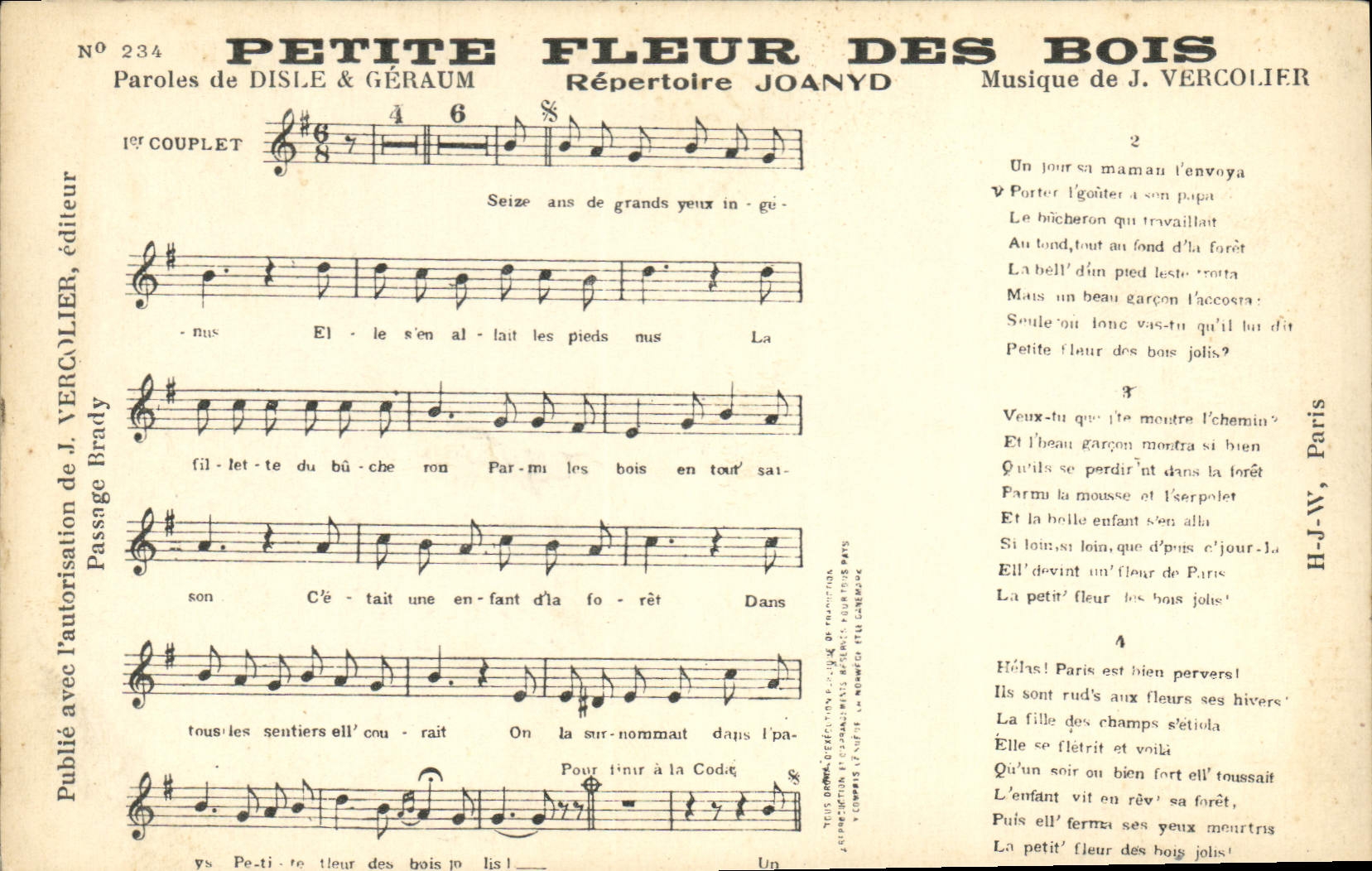 Vintage Postcard Small flower of wood Disle Geraum Joanyd Vercolier