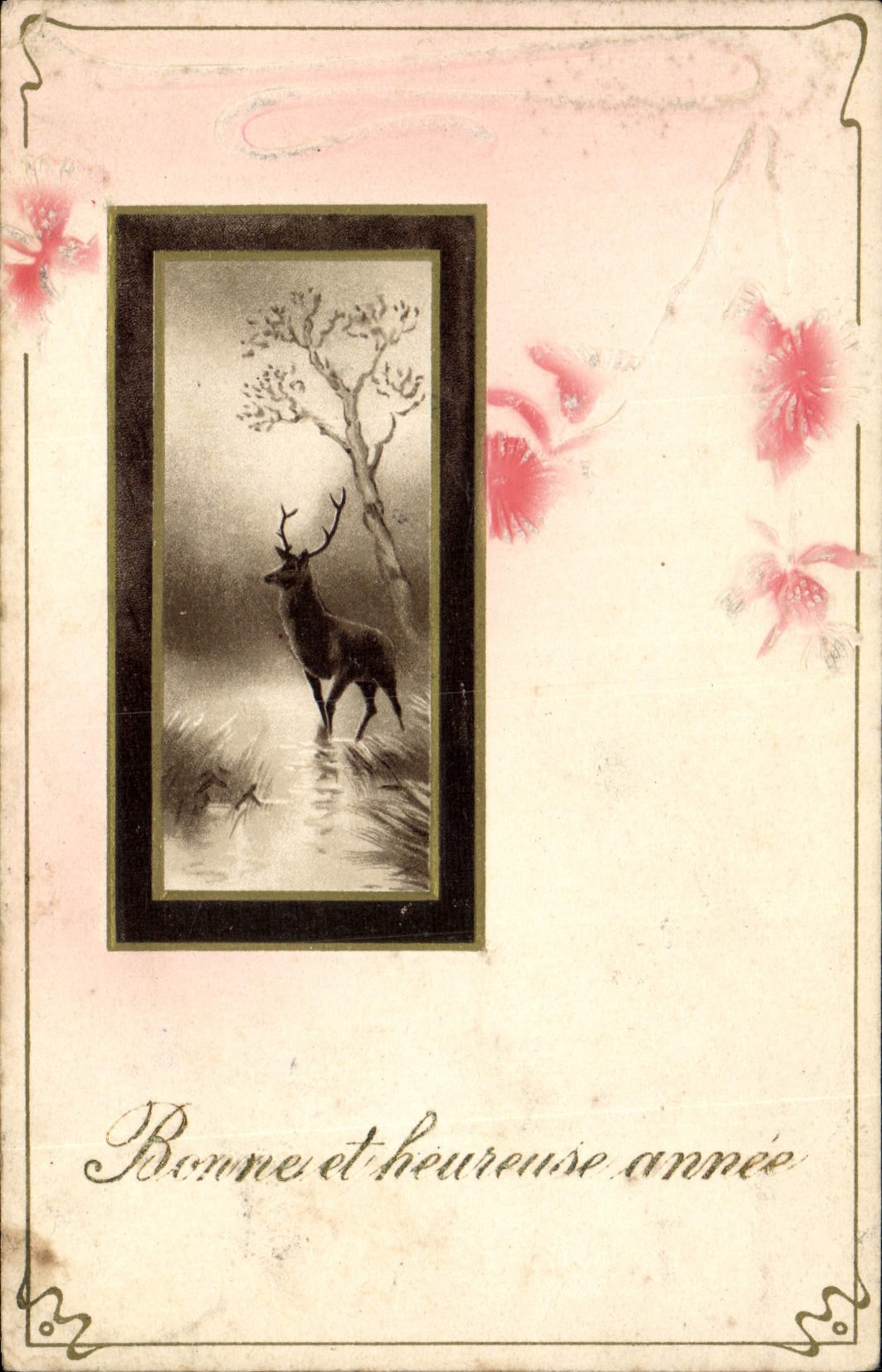 Vintage Postcard Fantaisie Flowers Is tickled pink