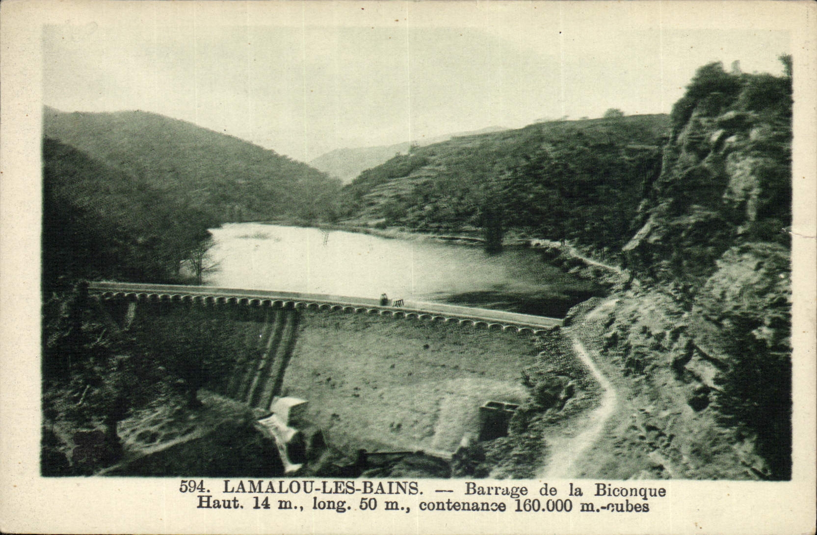 Vintage Postcard Lamalou the Baths Stopping of Biconque Electricity