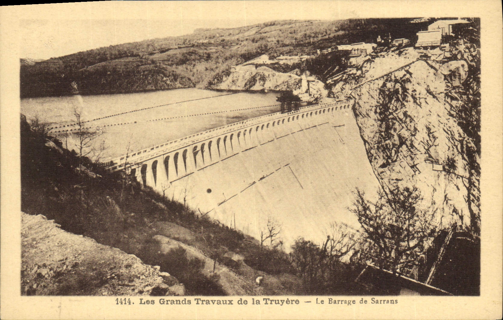 Vintage Postcard great work of Truyere dam Sarrans Electricity