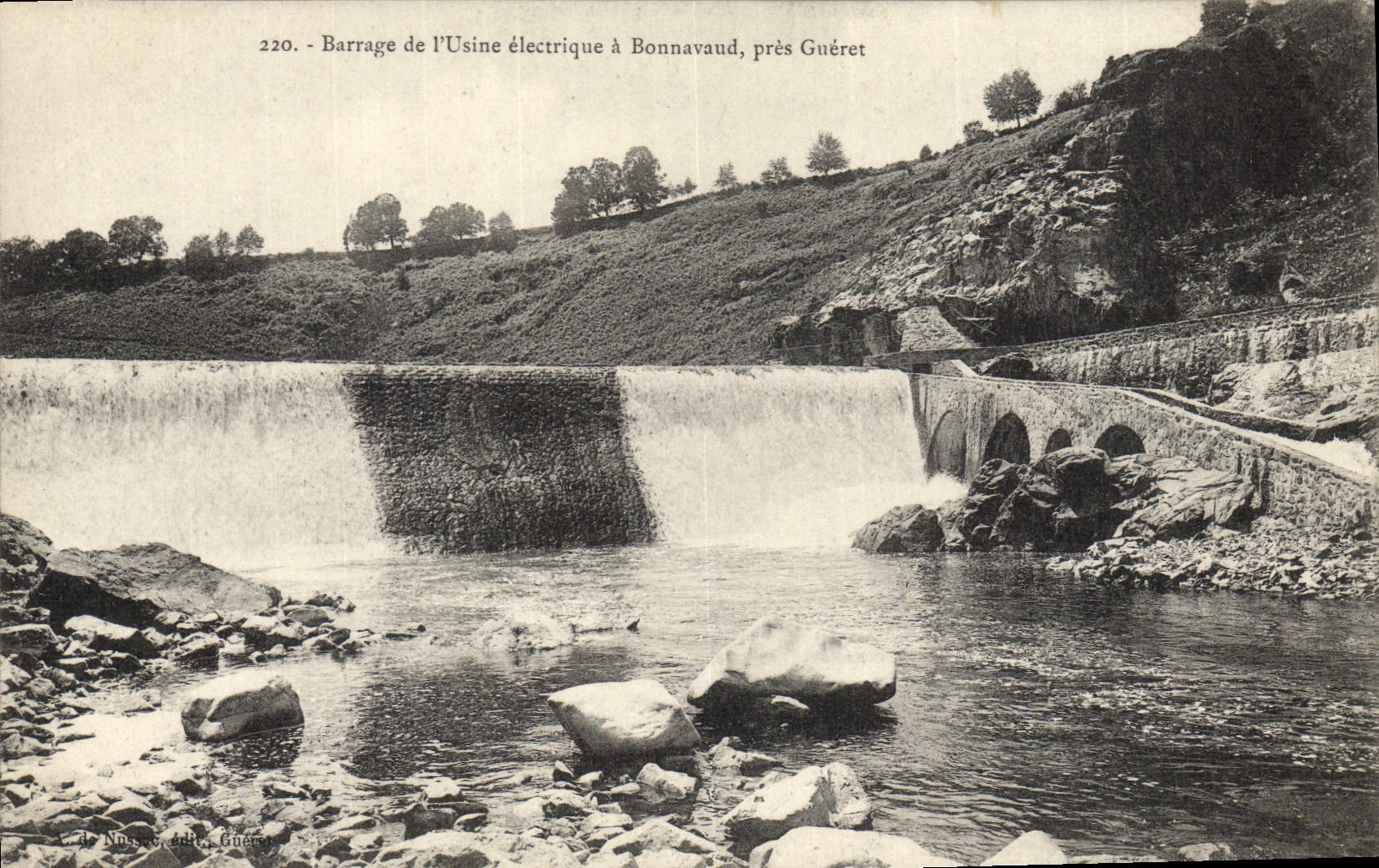 Vintage Postcard Barrage of the electric factory has Bonnavaud close Gueret Electricite