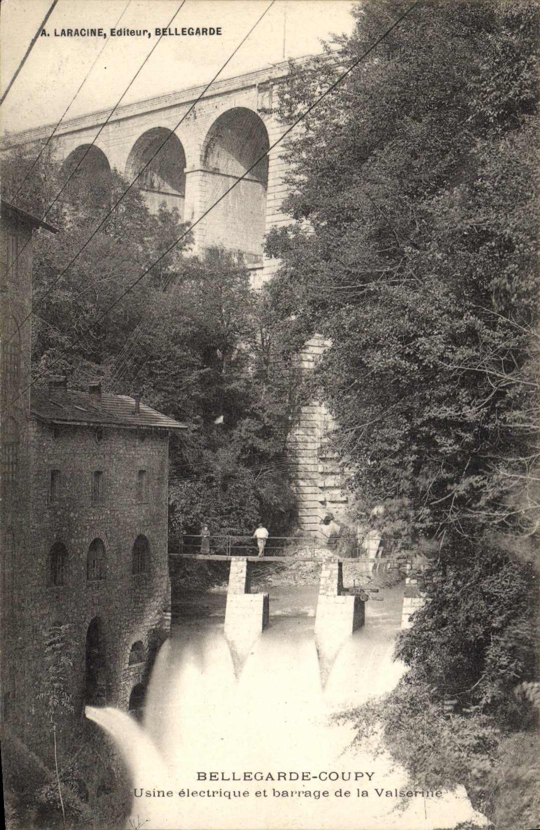 Vintage Postcard Bellegarde Coupy Machines electric and stopping of has Valserine Electricite