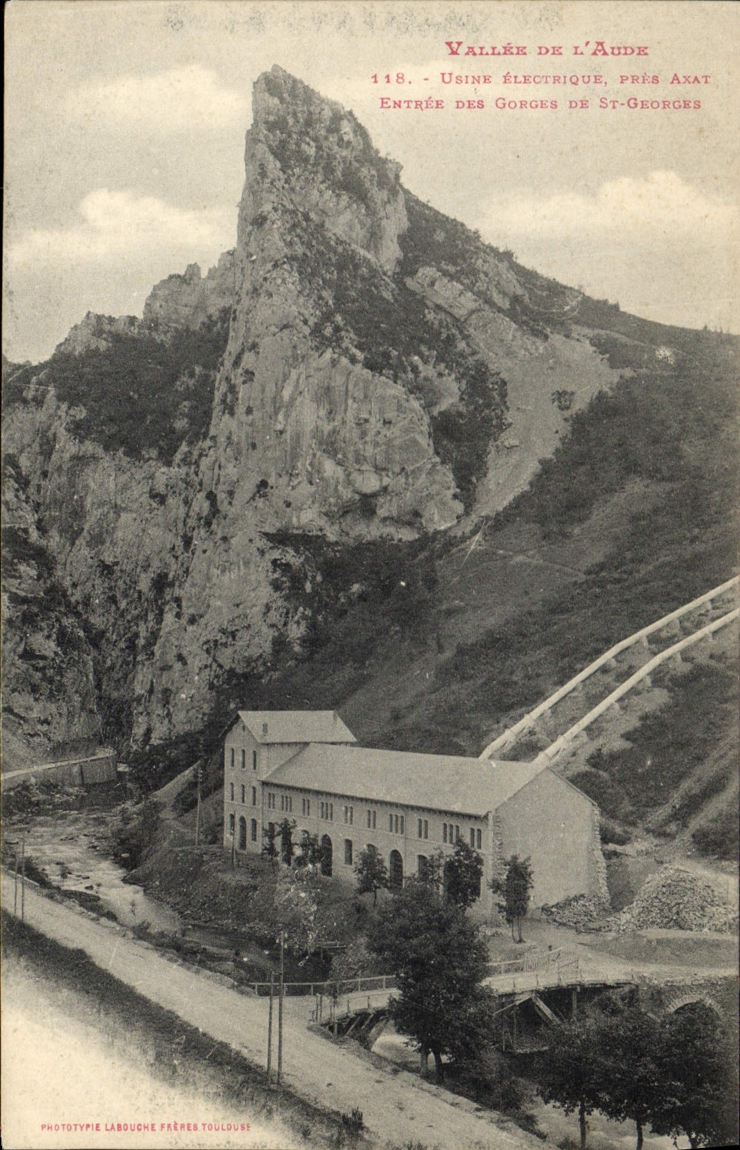 Vintage Postcard Valley of the electric Aude Usine close Axat Entree of the throats of St Georges Electricite
