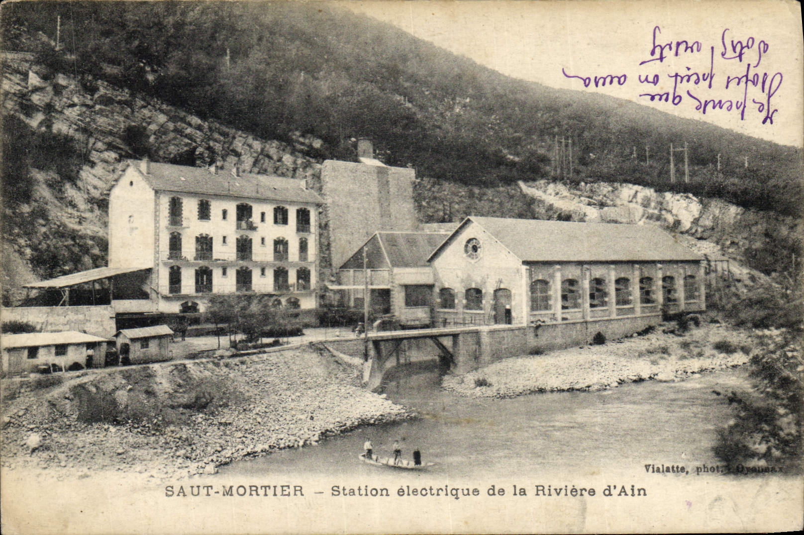 Vintage Postcard Jump Mortar Electric station of the river of Ain Electricity