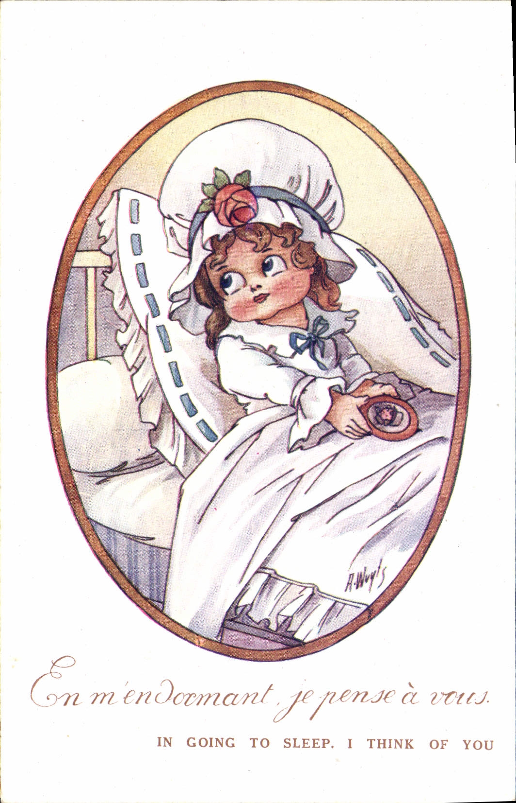 Vintage Postcard Fantaisie Illustrator Children Child By deadening me I think has you