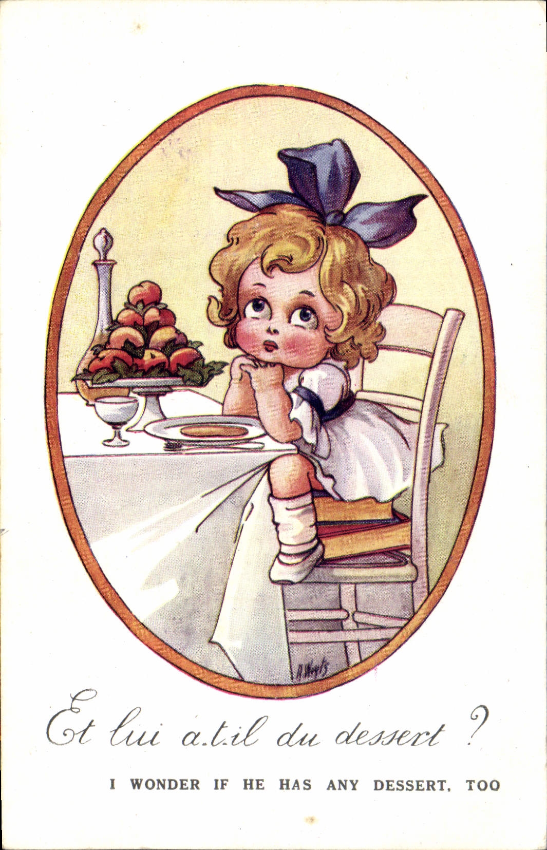 Does Vintage Postcard Fantasy Illustrator Child And have T to him it desert?