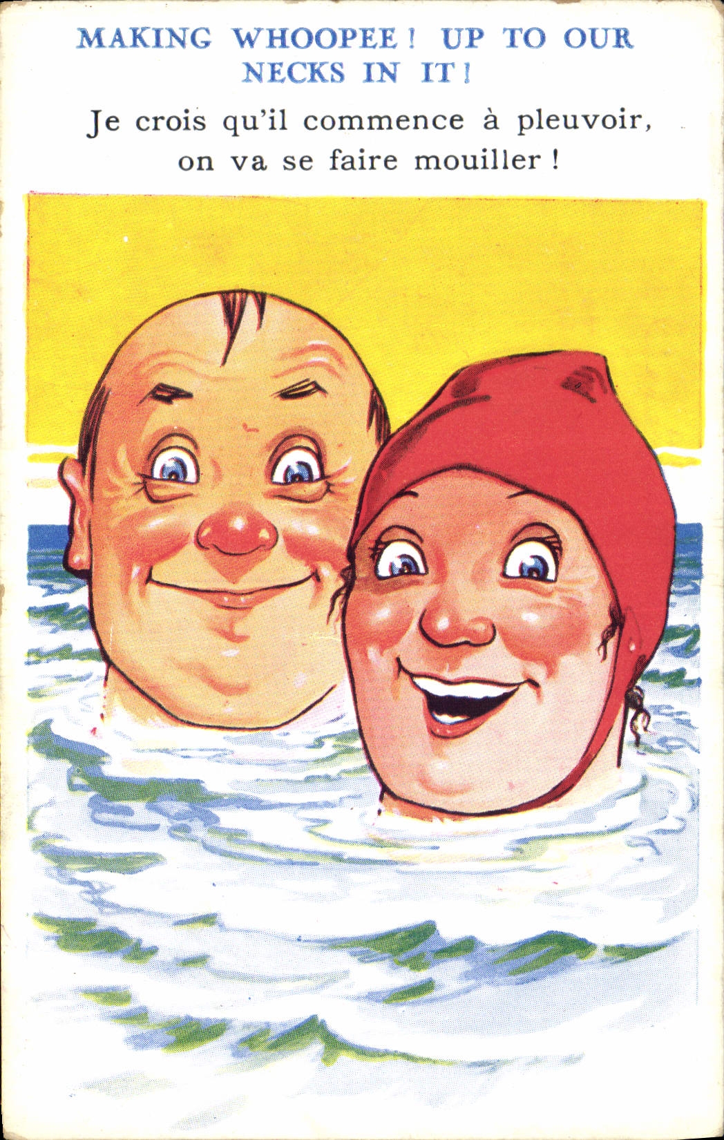 Vintage Postcard Fantaisie Illustrator Children I believe that it starts has to rain one will be made wet