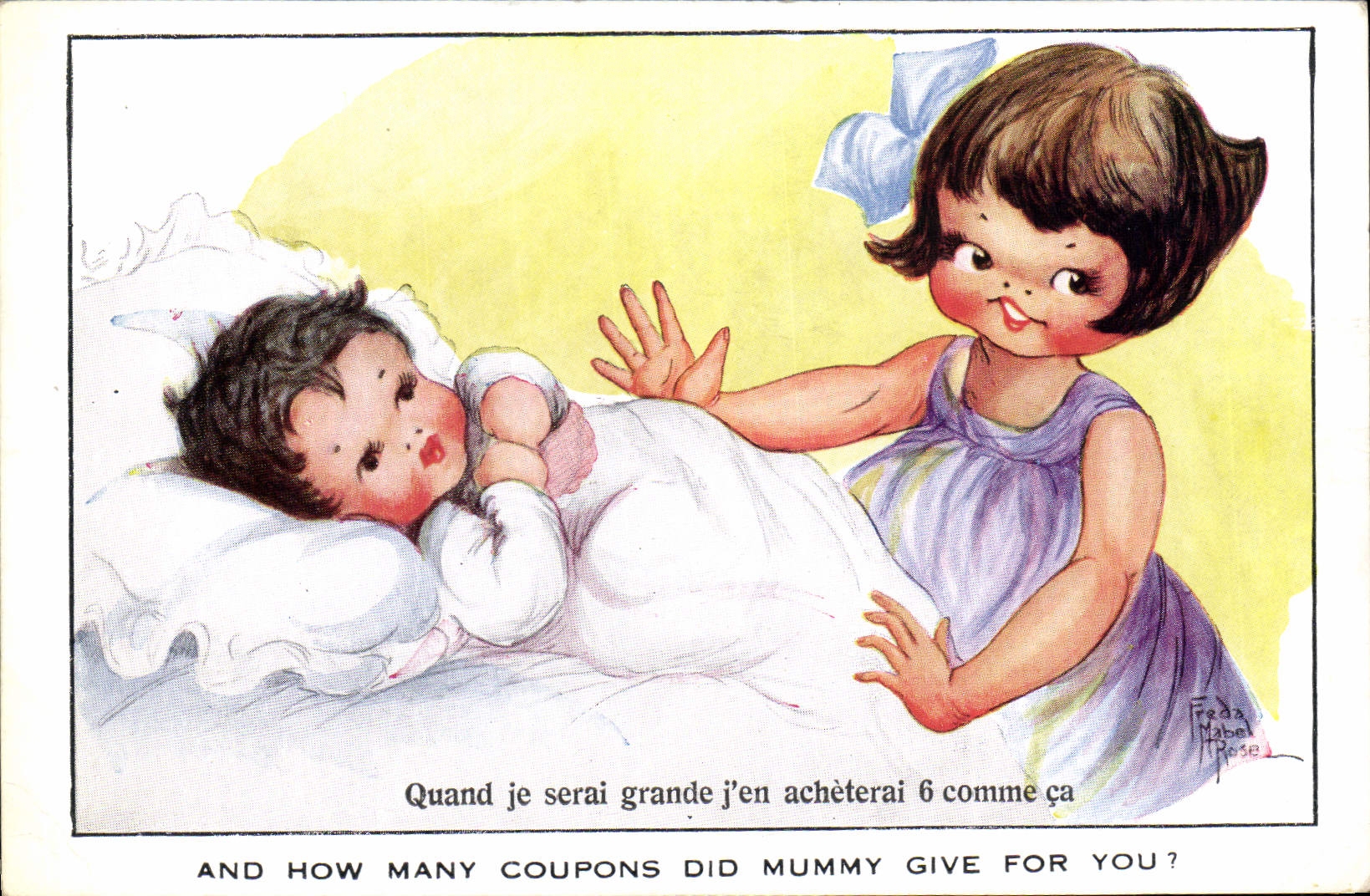Vintage Postcard Fantaisie Illustrator Children When I am tall I will buy 6 like that of them
