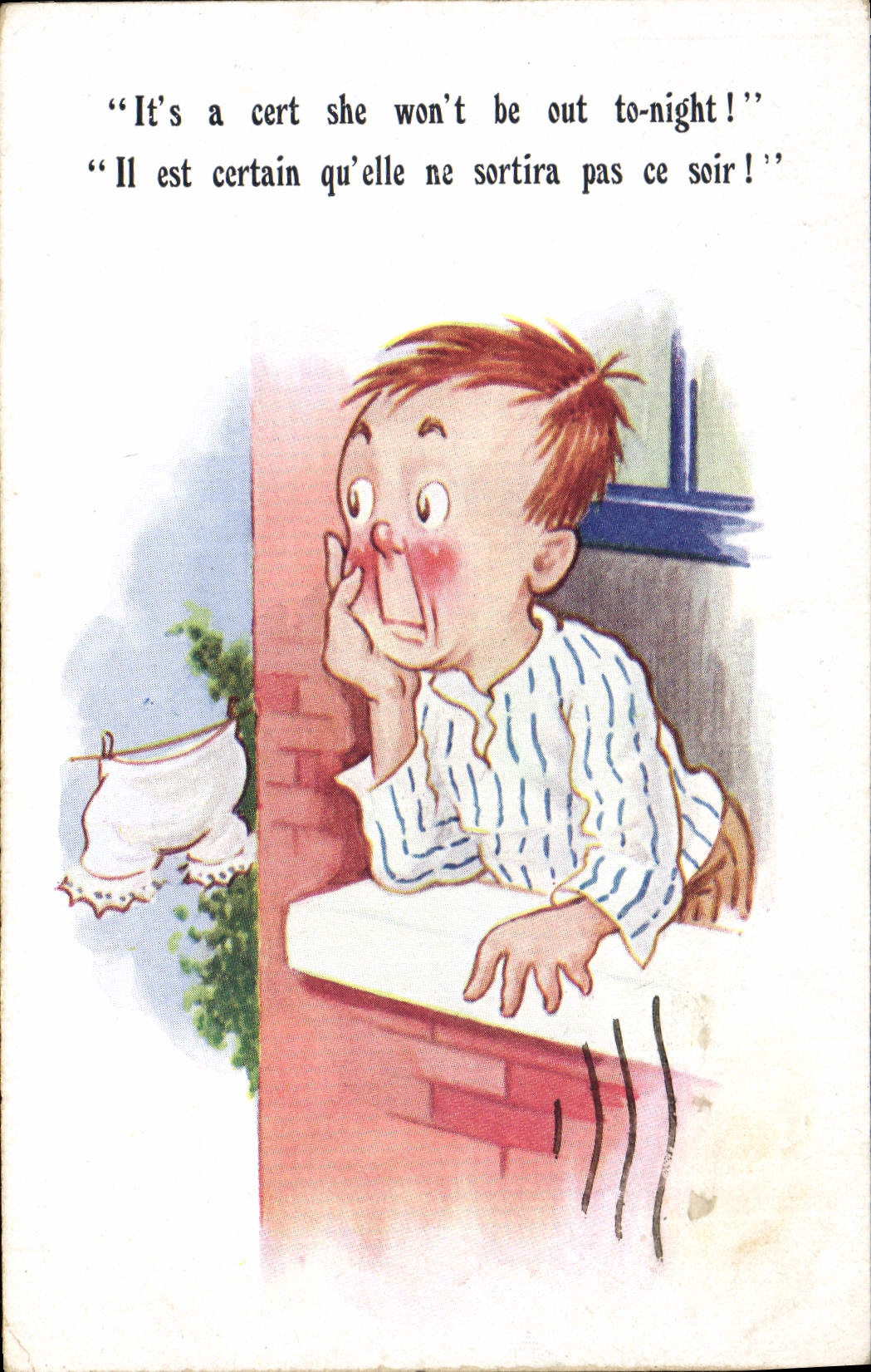 Vintage Postcard Fantaisie Illustrator It is certain that it will not leave this evening!