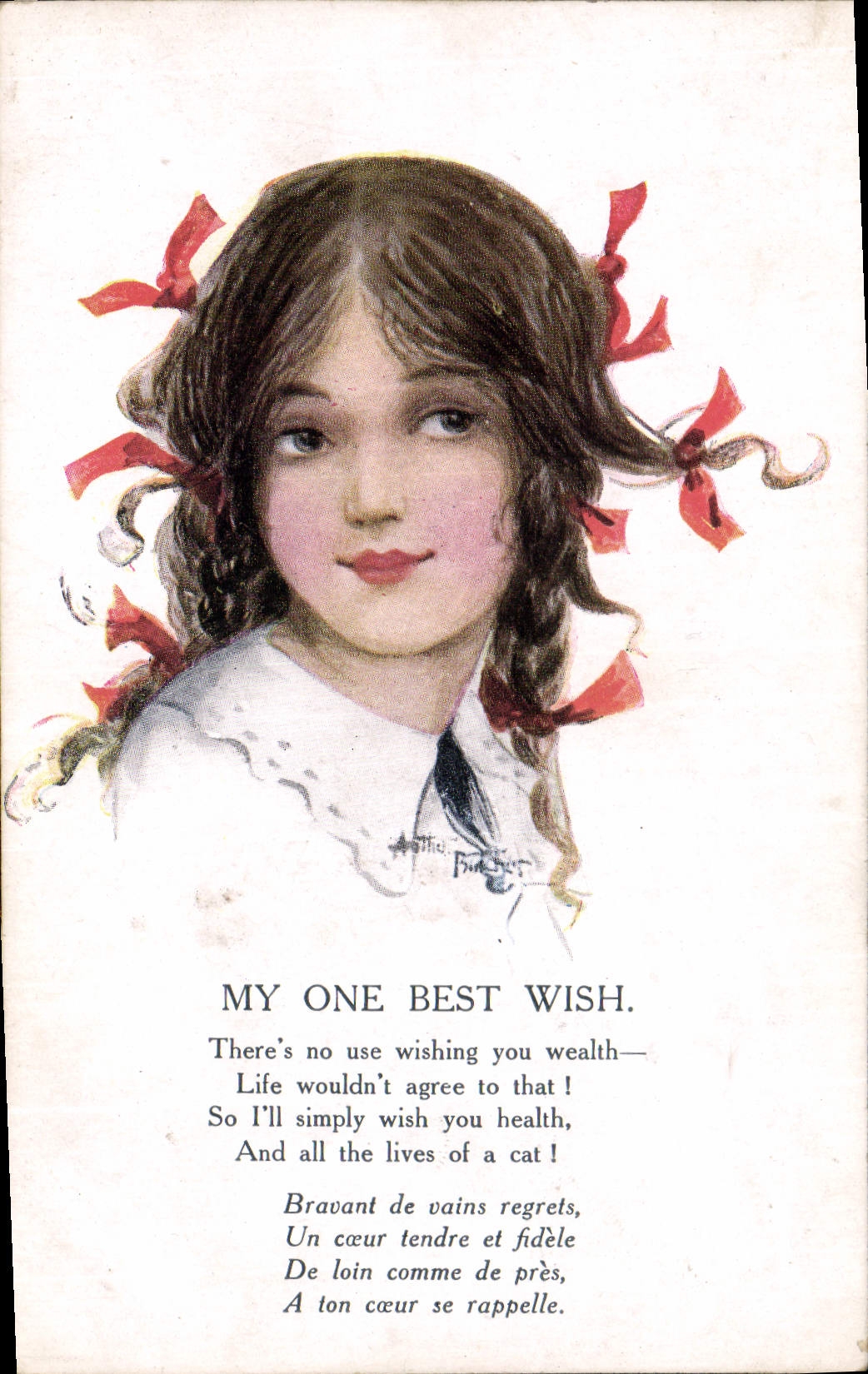 Vintage Postcard Fantasy Illustrator Child My one best wish