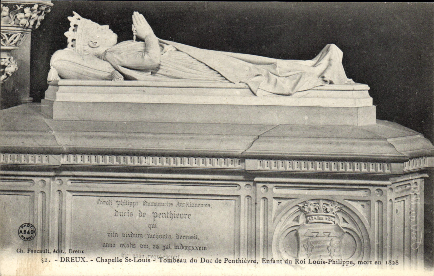 Vintage Postcard Dreux Vault St louis Tomb of the duke of Penthievre