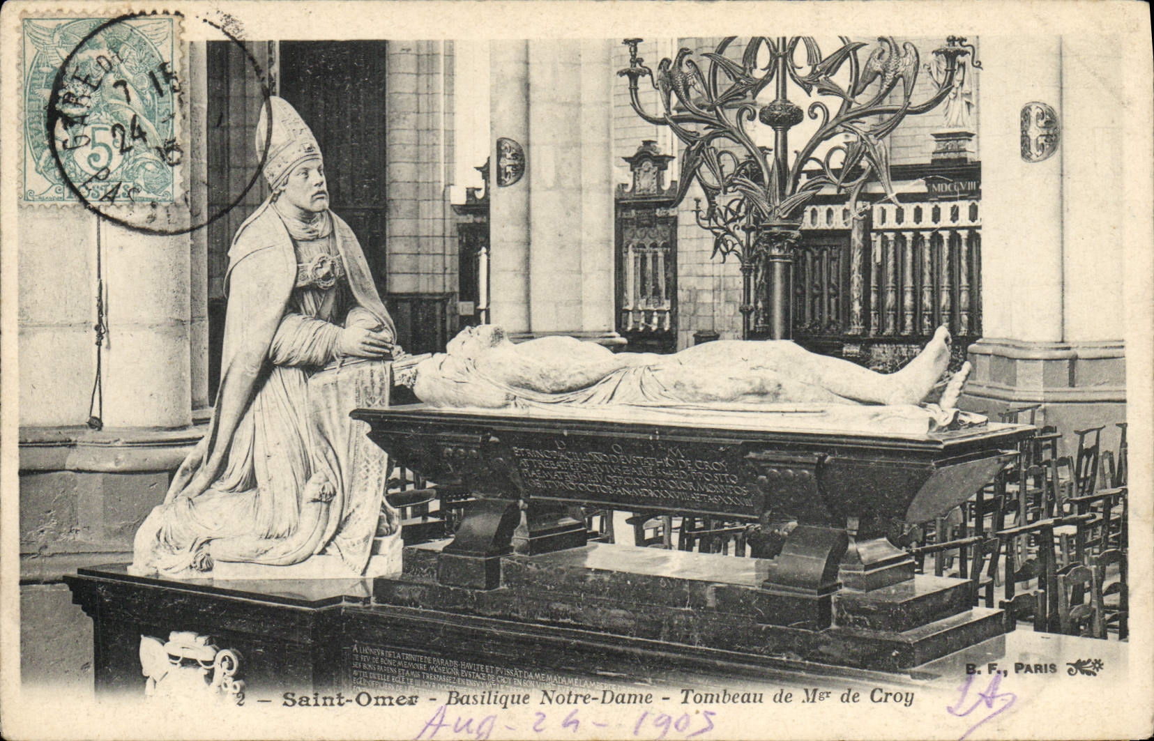 Vintage Postcard Saint Omer Basilica Notre Dame Tomb of Mgr of Croy