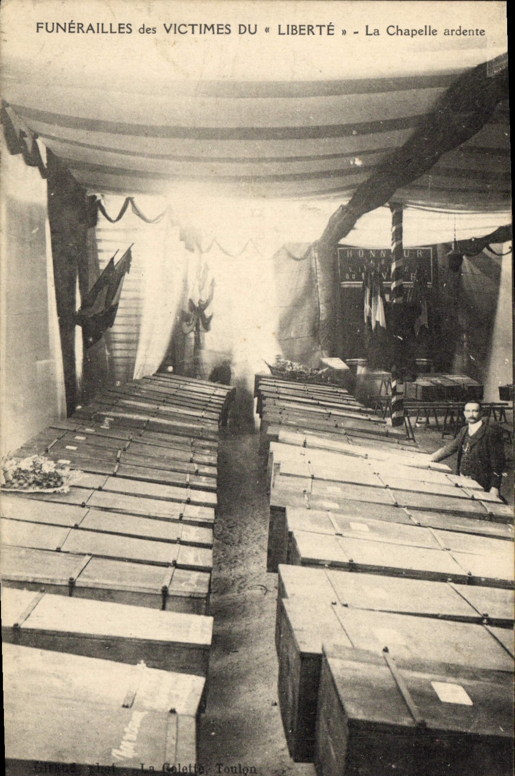 Vintage Postcard Funeral of the victims of Freedom the chapel of rest