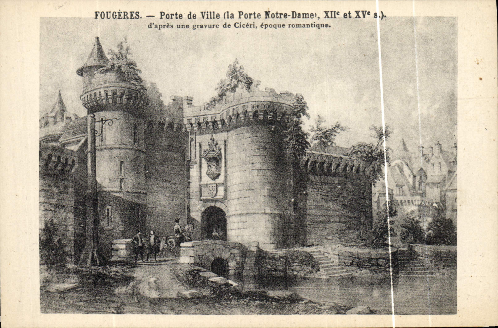 Vintage Postcard Fougeres Carries city the Door Notre Dame