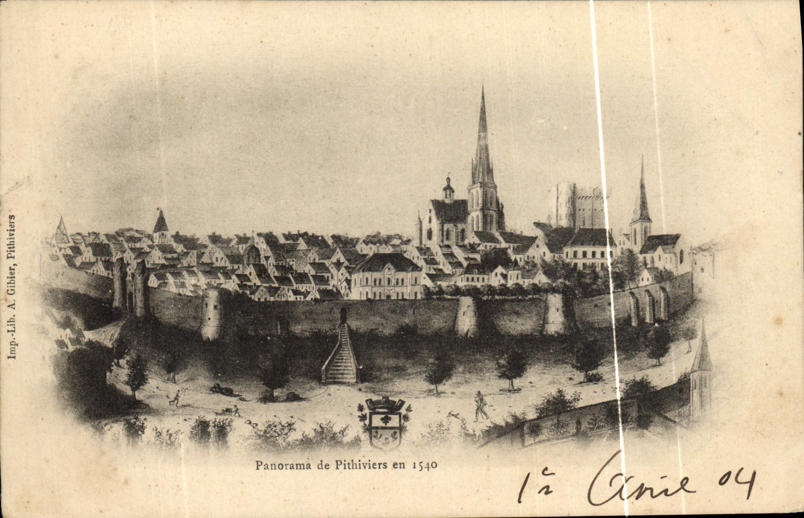 Vintage Postcard Panorama of Puff-pastry cake in 1540