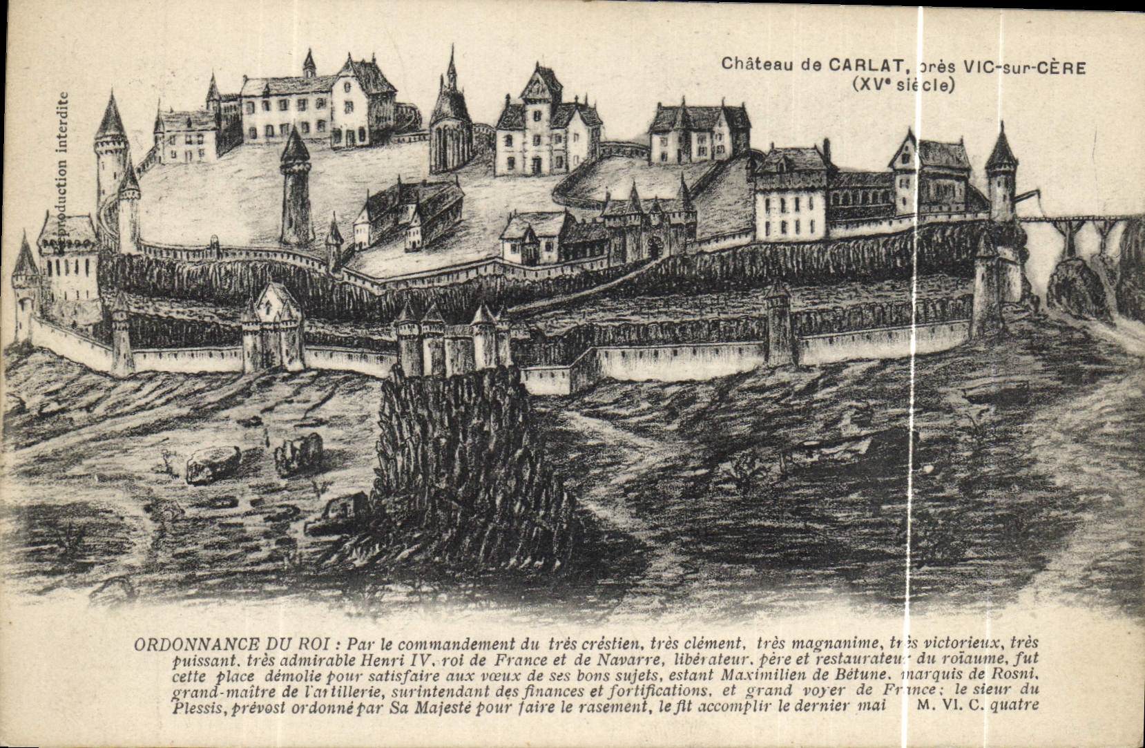 Vintage Postcard Castle of Carlat close Screw on Cere