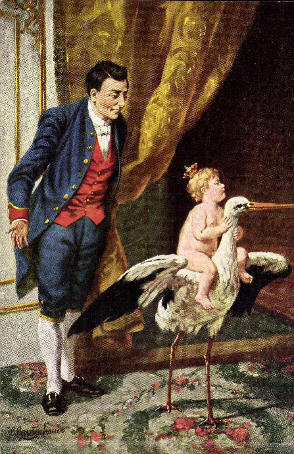 CPA Enfant Cigogne 