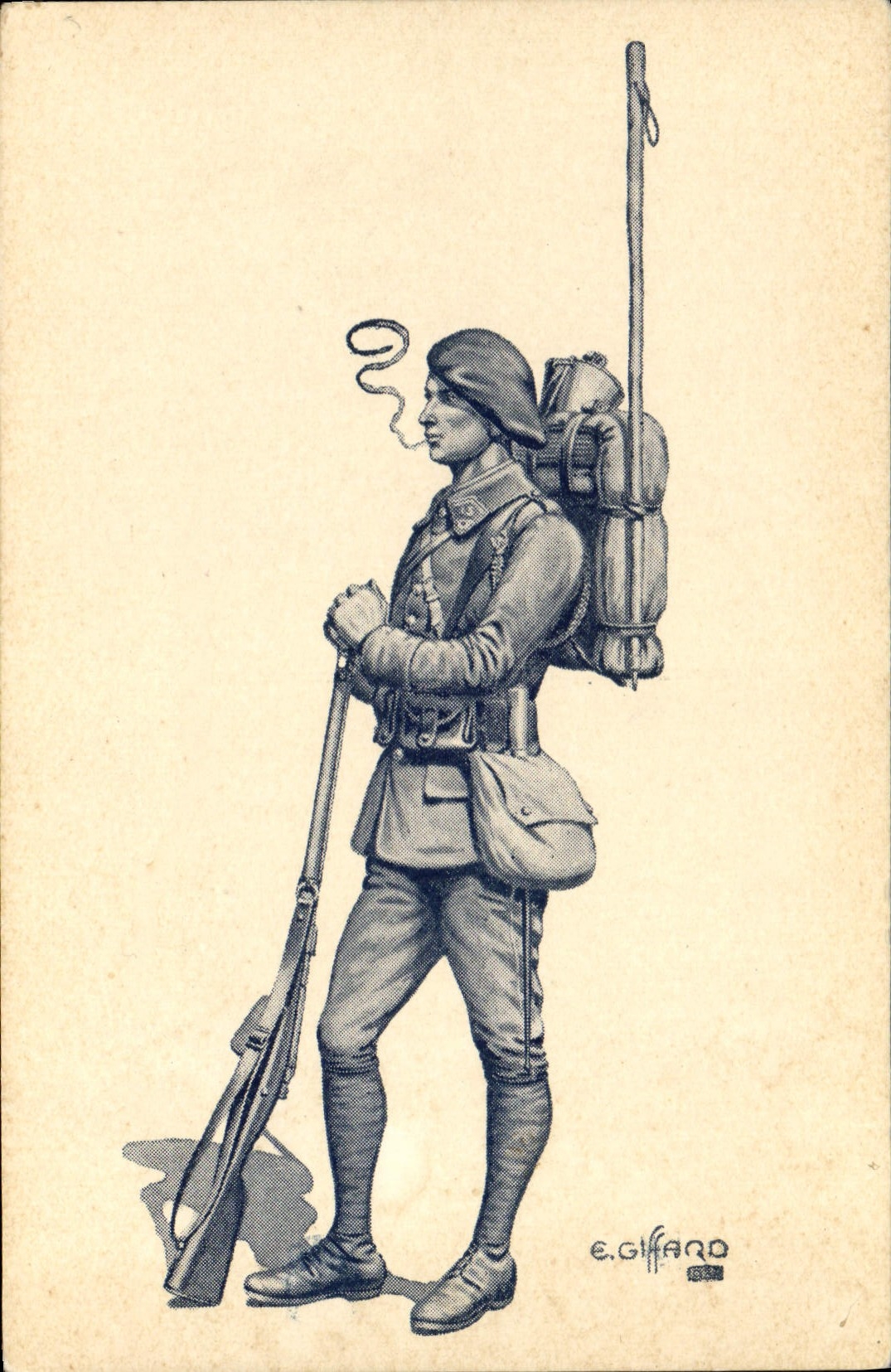 CPA Militaria Chasseurs Alpins 