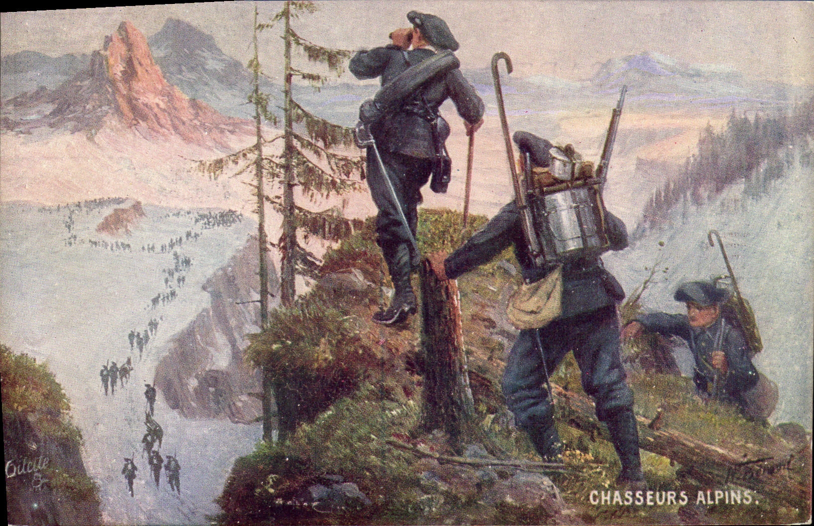 CPA Militaria Chasseurs Alpins 