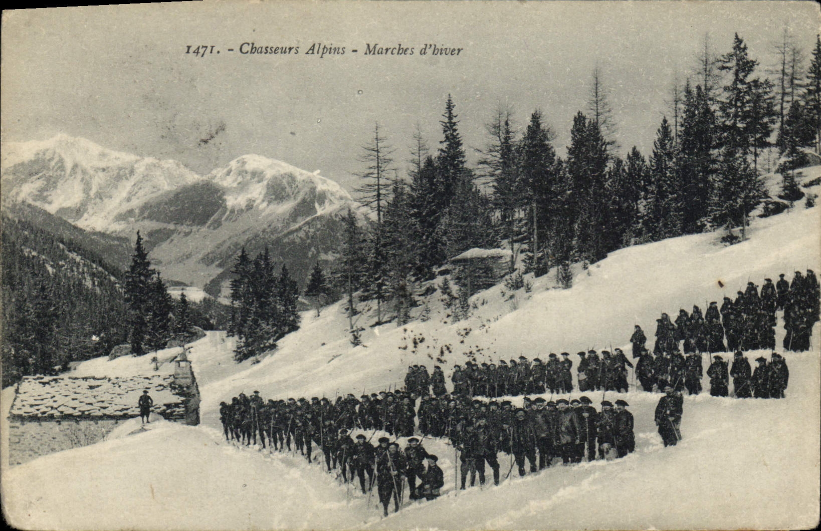 CPA Militaria Chasseurs Alpins Marches d'hiver
