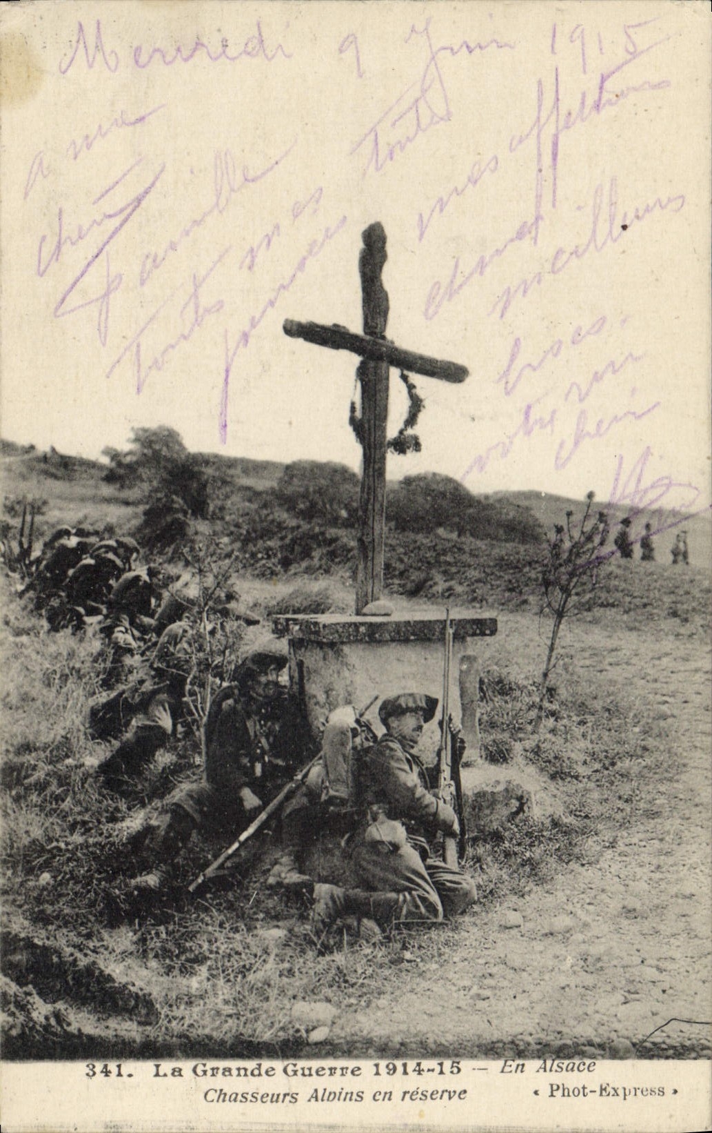 CPA Militaria Chasseurs Alpins en reserve En Alsace