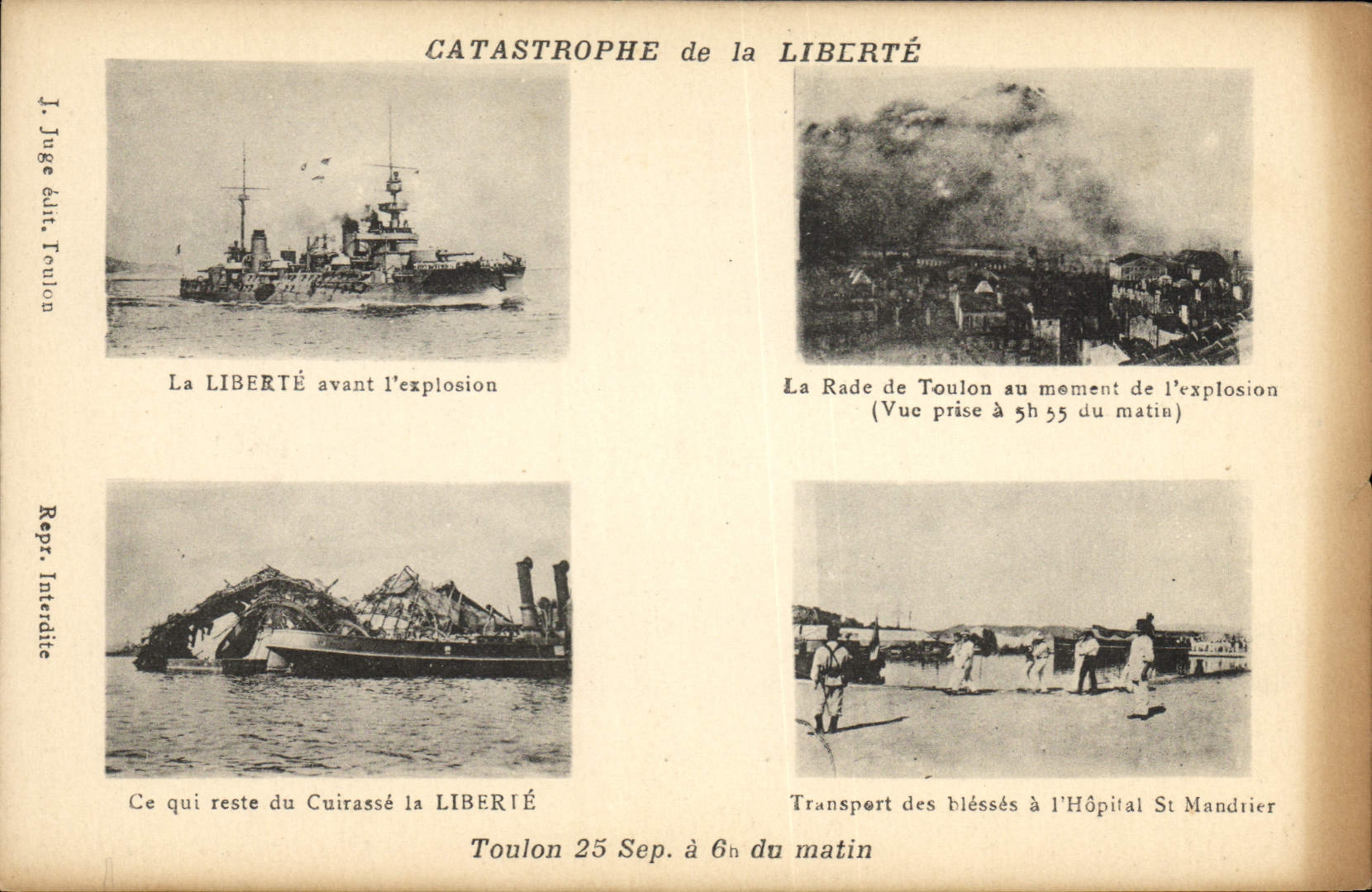 CPA Bateau Catastrophe du Liberte 