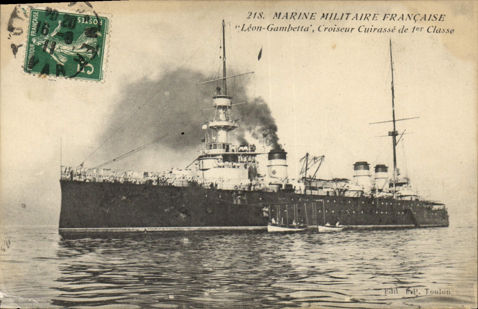 Vintage Postcard Bateau Léon Gambetta Croiseur Armours 1st class