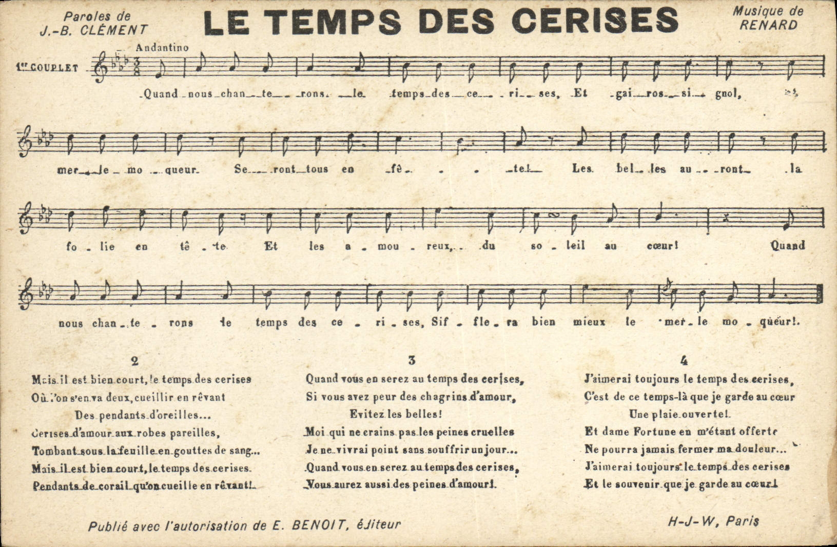 CPA Le temps des cerises Clement Renard