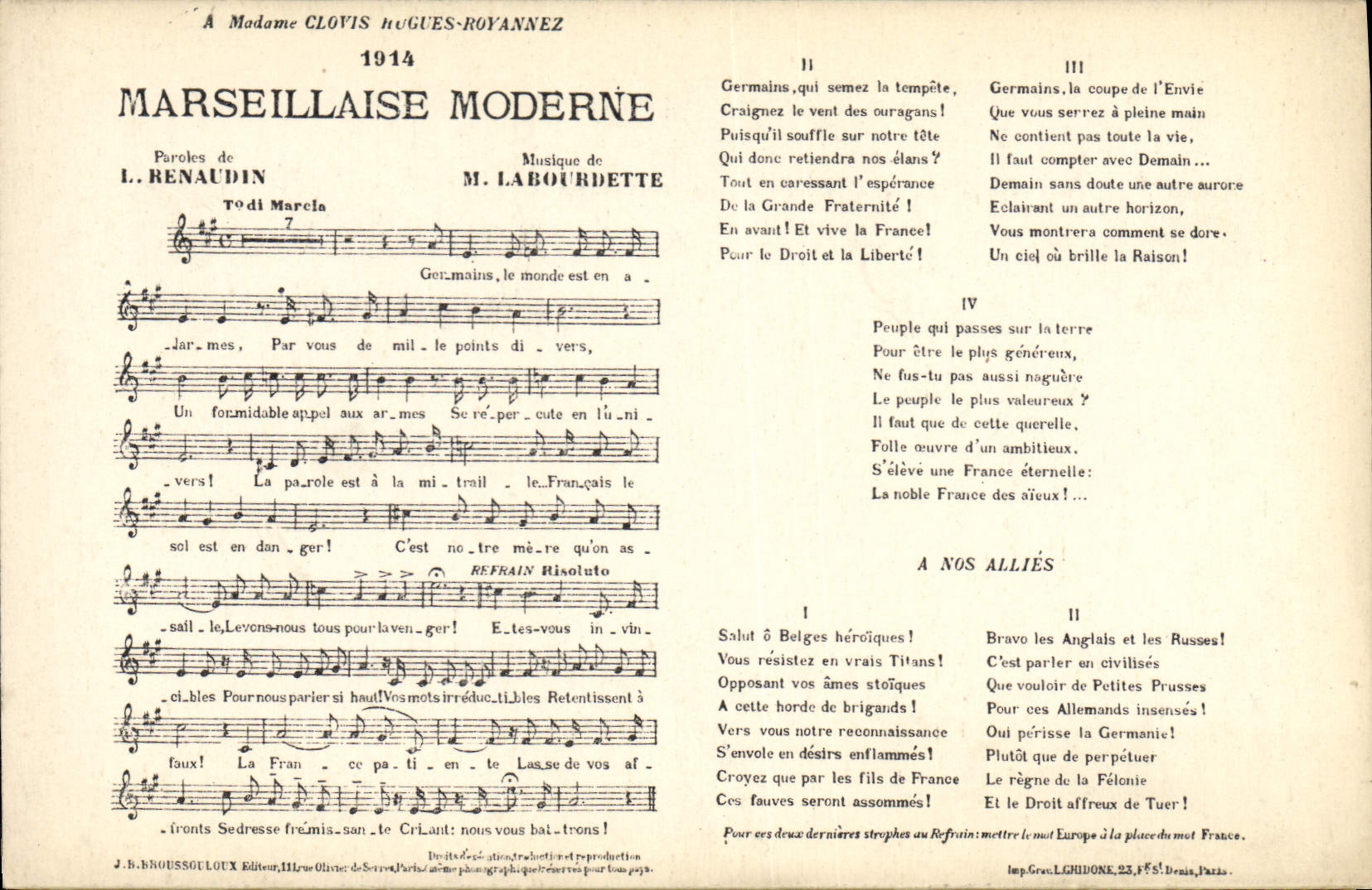 CPA Marseillaise Moderne Renaudin Labourbette