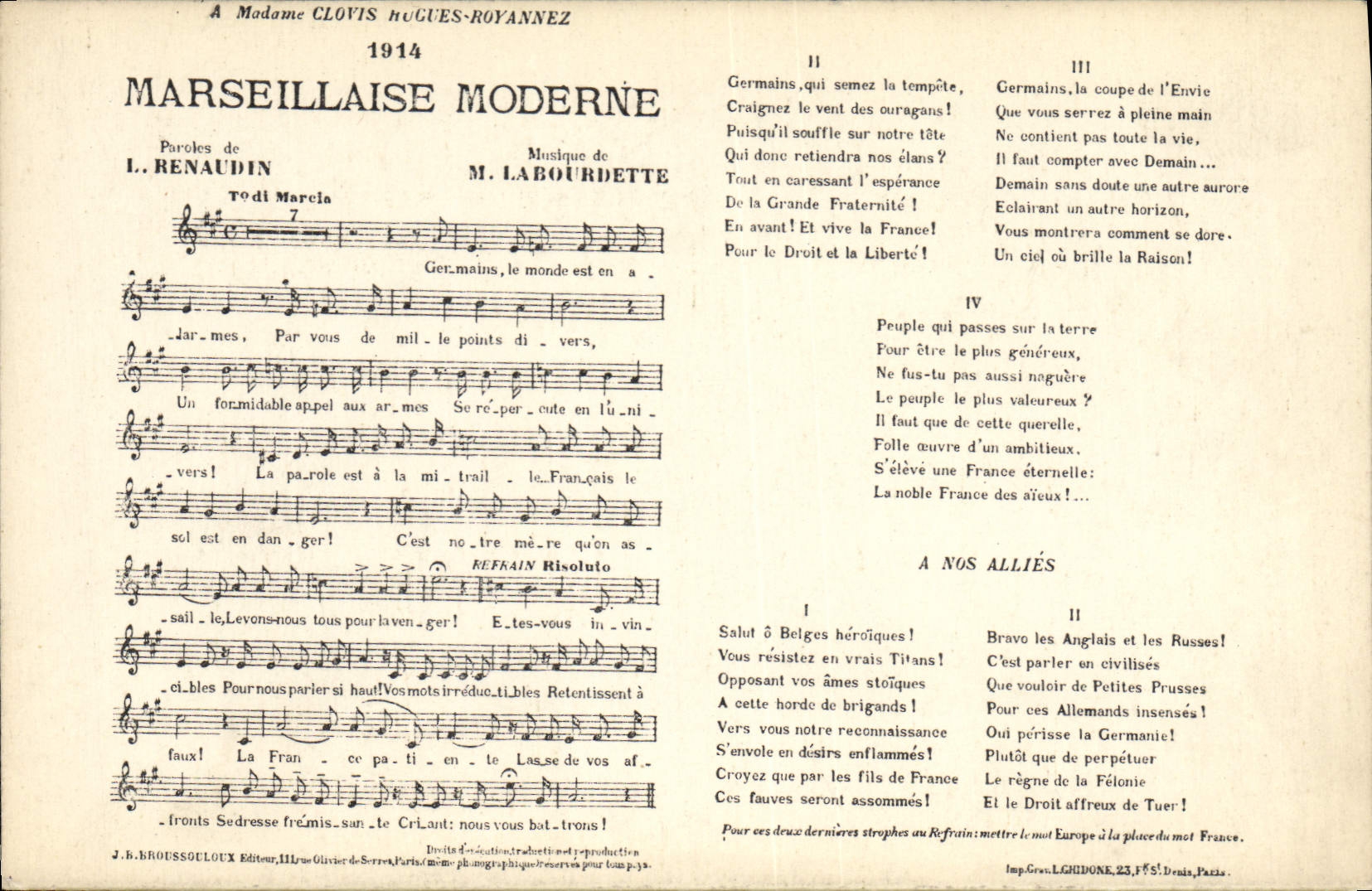 CPA Marseillaise Moderne Renaudin Labourbette