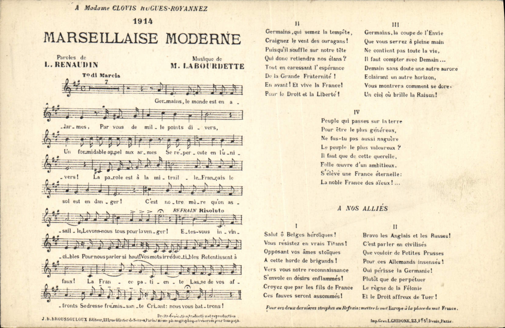 CPA Marseillaise Moderne Renaudin Labourbette
