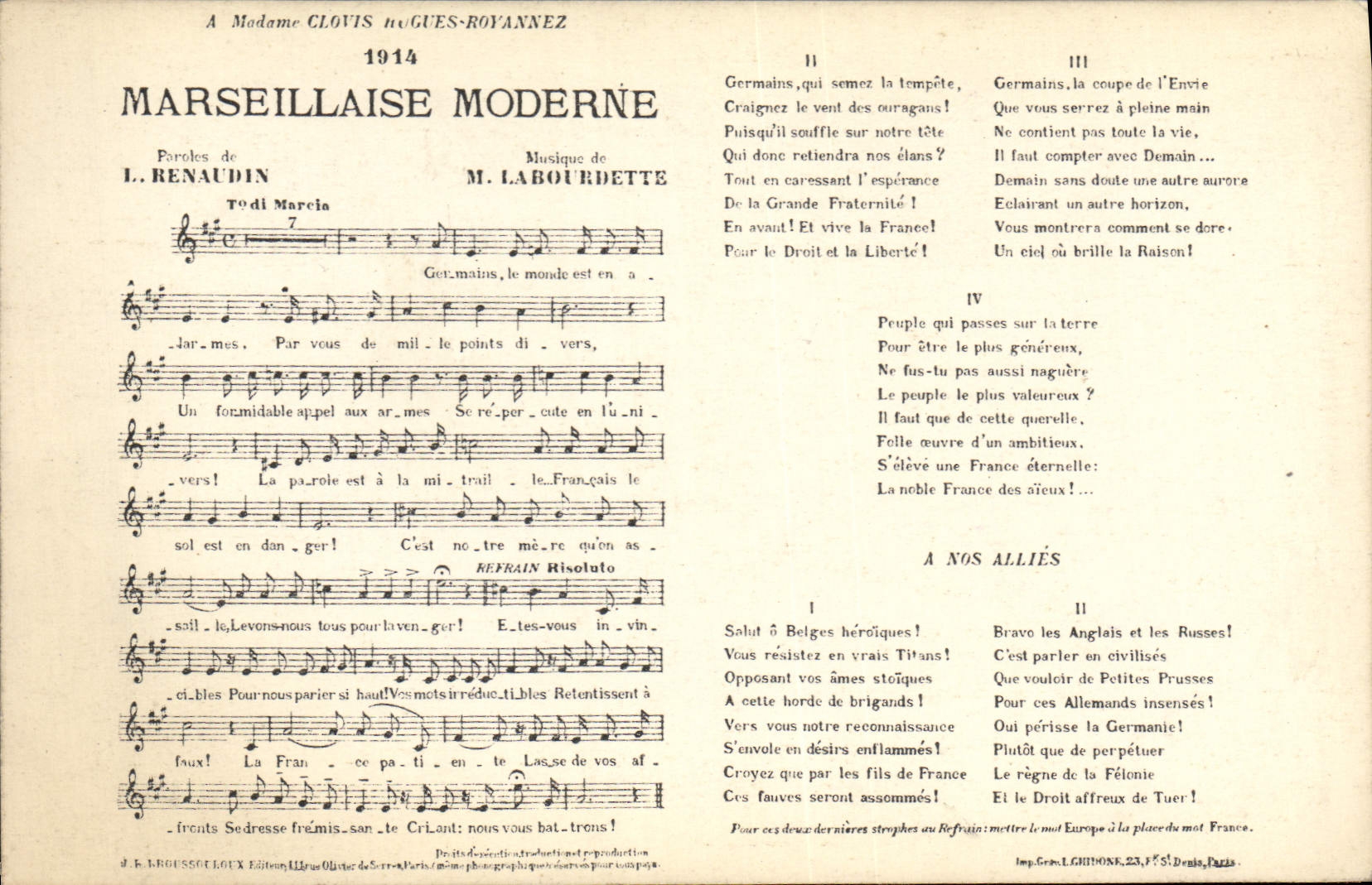 CPA Marseillaise Moderne Renaudin Labourbette