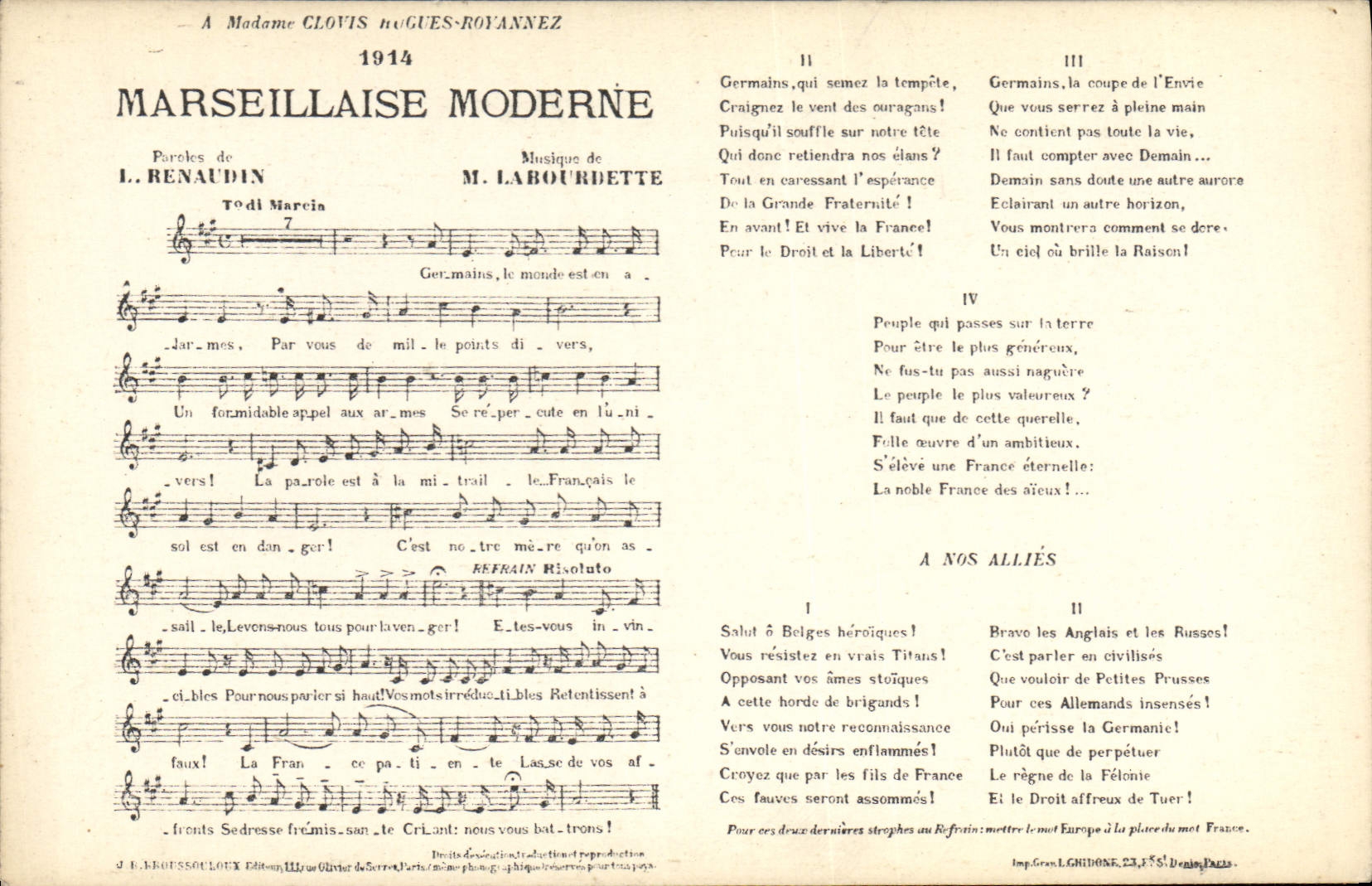 CPA Marseillaise Moderne Renaudin Labourbette