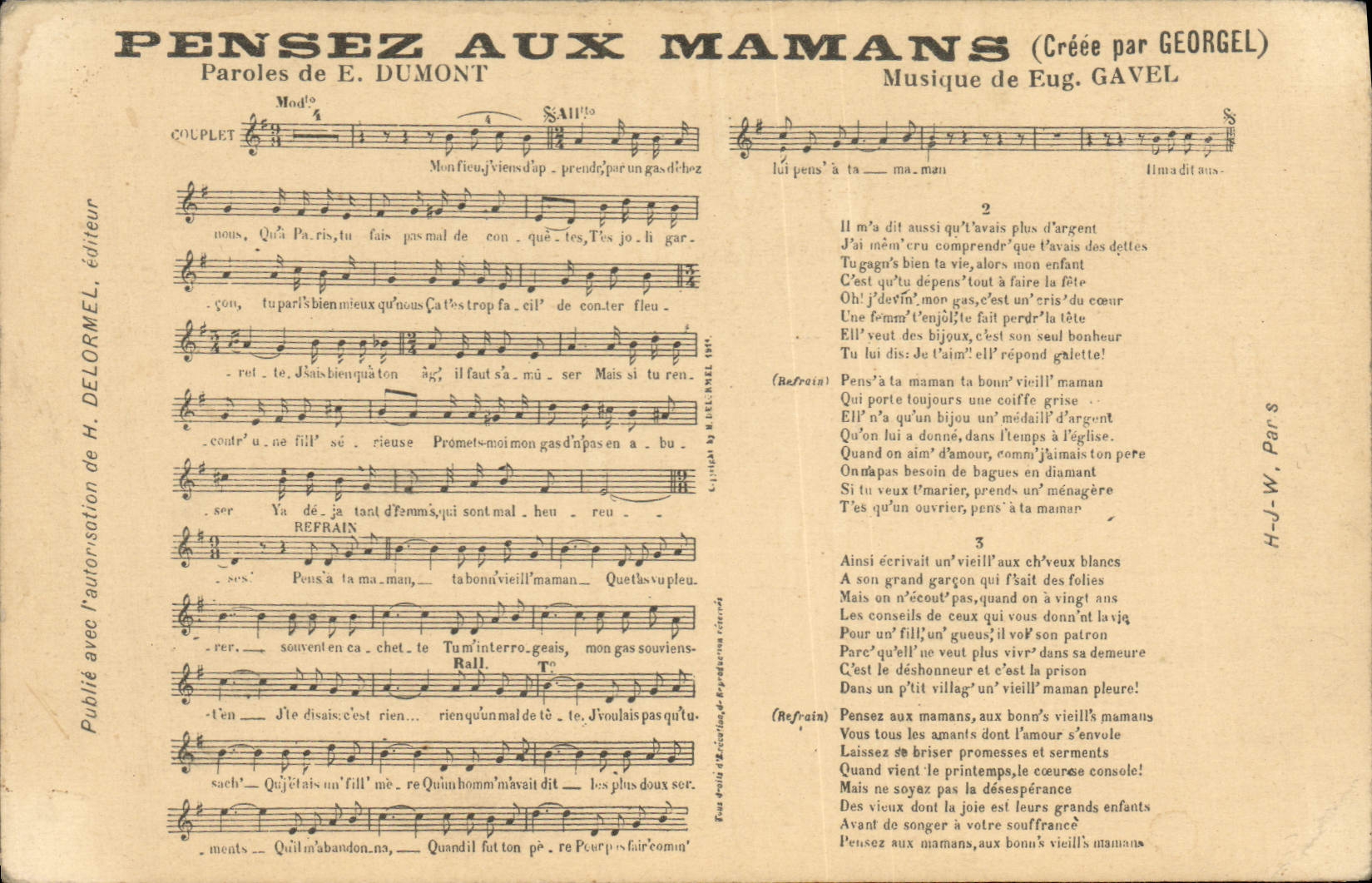 CPA Pensez aux mamans Georgel Dumont Gavel